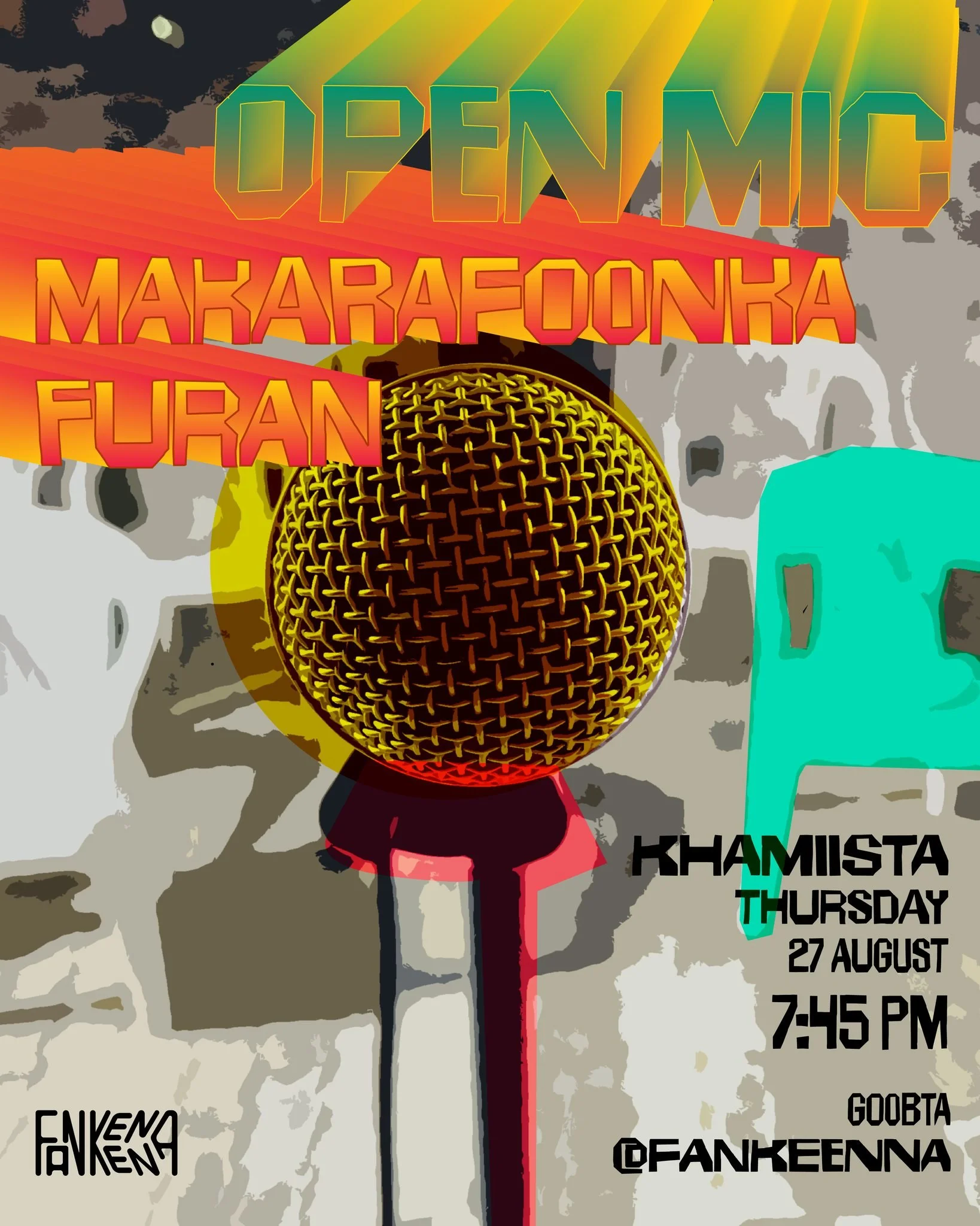 Khamiista, 27ka August, 7:45 fiidnimo, waa Habeenka Makarafoonka Furan!

Haddii aad rabto inaad masraxa nala wadaagto fikirkaaga, dareenkaaga ama hal-abuurkaaga, Instagram-ka ama Facebook-ga noogu soo dir magacaaga oo dhammeystiran si liiska laguugu 