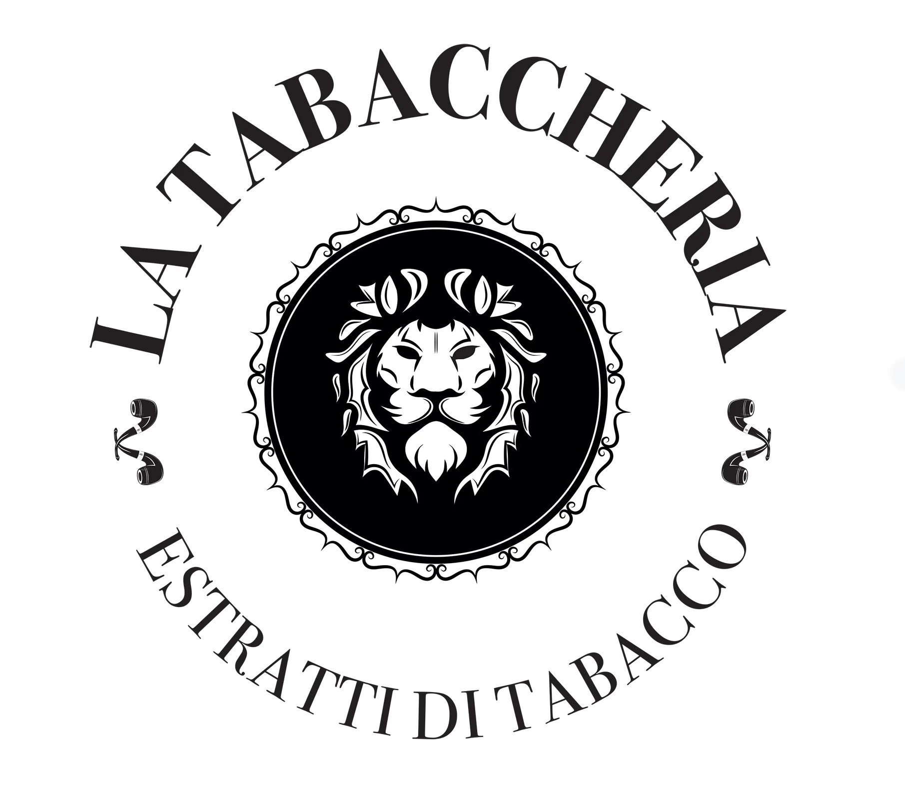 Logo di un marchio di sigarette con un leone stilizzato al centro e il nome "La Tabaccheria" sopra, con la scritta "Est. 2011" e "Oggi" sui lati.