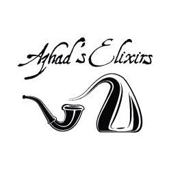 Logo con testo 'Ahad's Elixirs' e immagini di una pipa e un tegame