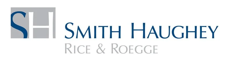 Logo for Smith Haughey Rice & Roegge featuring the initials 'SH' in a gray and blue design.