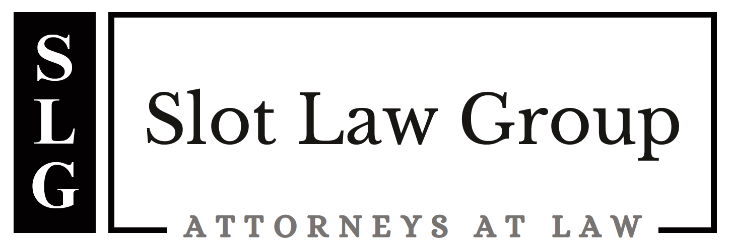 Logo for Slot Law Group, Attorneys at Law, with black and white color scheme.