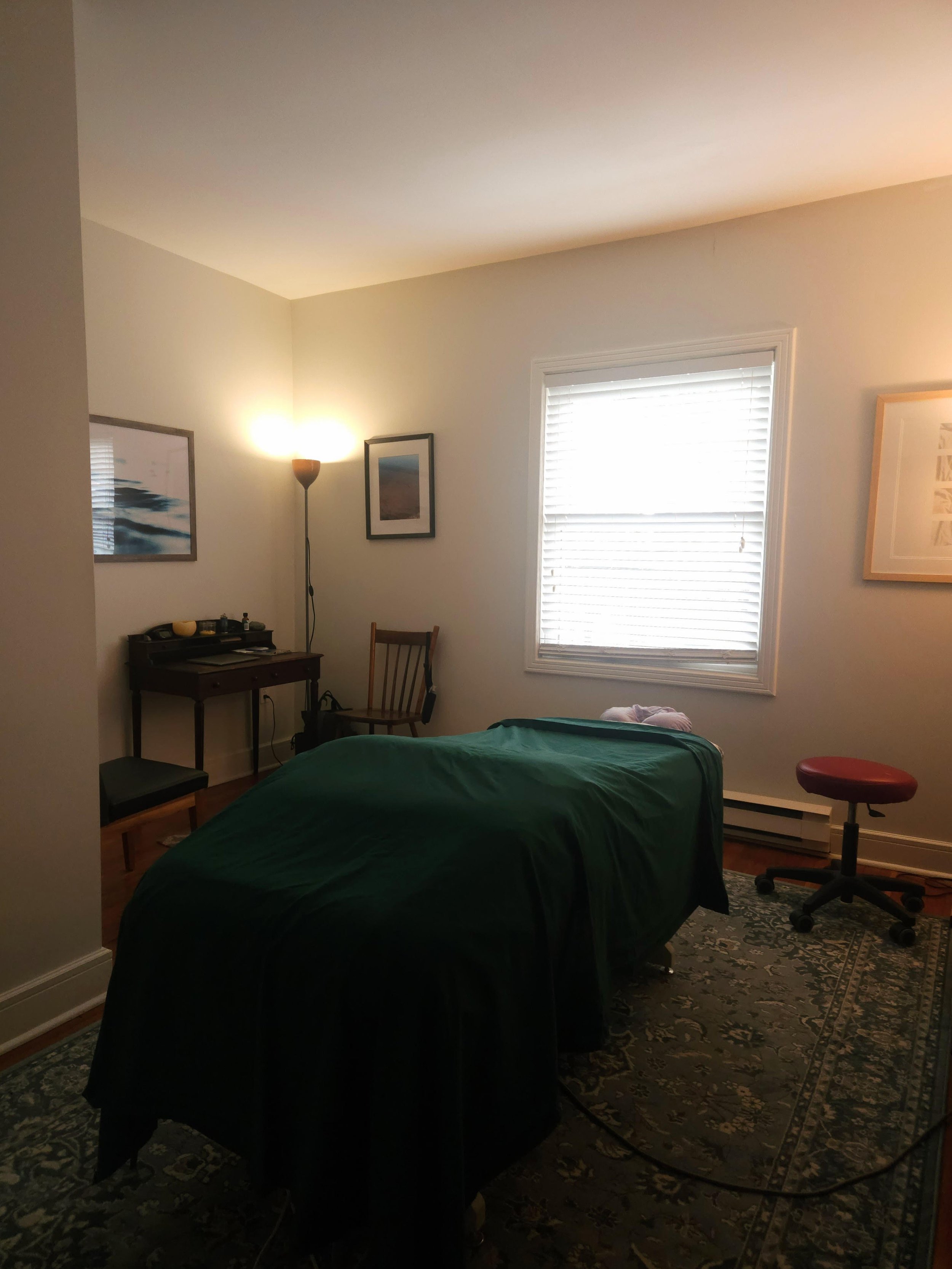 Registered Massage Therapist's room, located at Watershed Wellness Clinic in the Hydrostone, North End, Halifax.