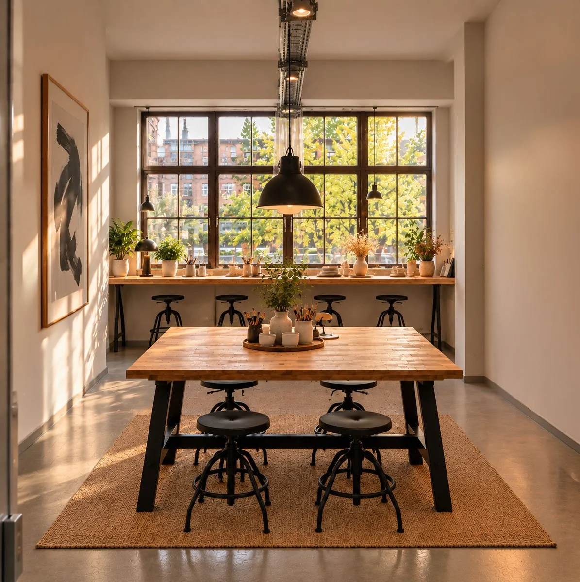 Keramik Malstudio Alma - Maltische in einem Industrie-Loft