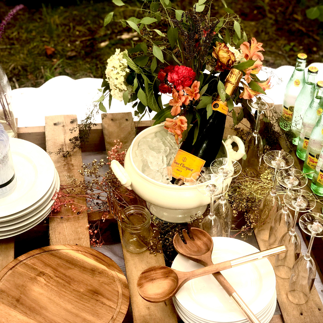 Champagne in the garden