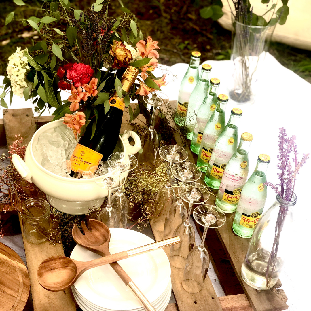 Champagne in the garden