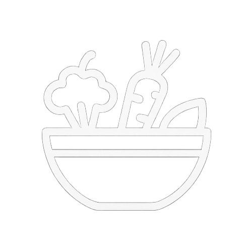 Line drawing of a bowl of salad with lettuce, carrots, and other vegetables.