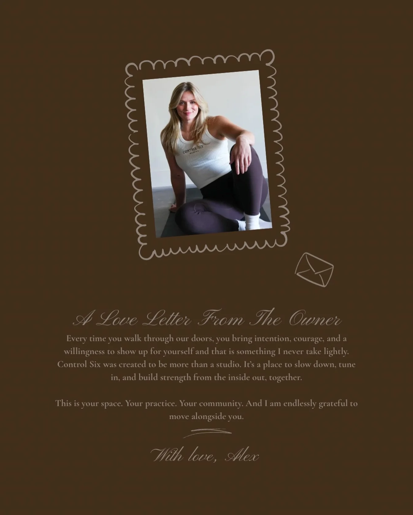 A love letter to what&rsquo;s coming.⁠
⁠
To intentional movement, meaningful connection, and a community built on strength and care.⁠
⁠
This is Control Six.⁠
With love,⁠
Alex