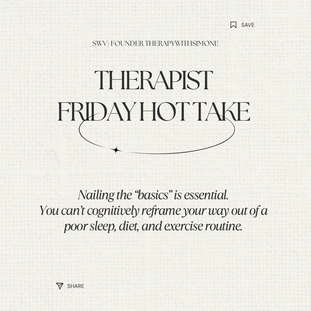 As a CBT Therapist who specialises in working with entrepreneurs, a lot of founders come to me wanting to make big changes (understandably)!

A lot of the time, we are going to start with looking at and tweaking sleep, diet, and your levels of moveme