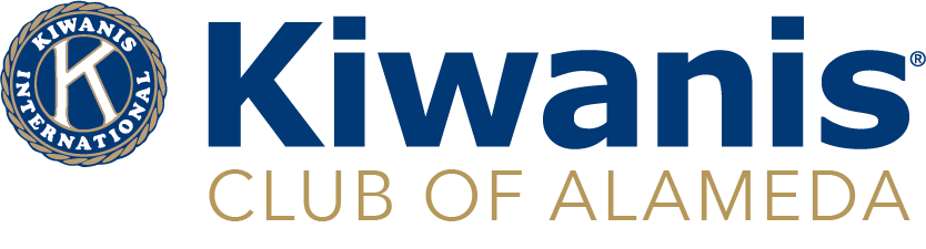 Kiwanis Club of Alameda logo with blue and gold text and emblem.