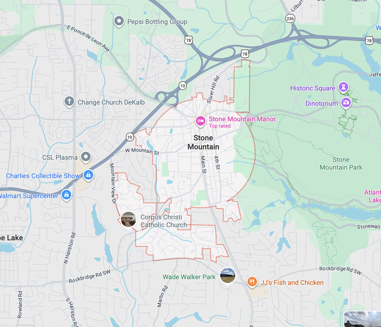 Garage door repair service area map in Stone Mountain GA