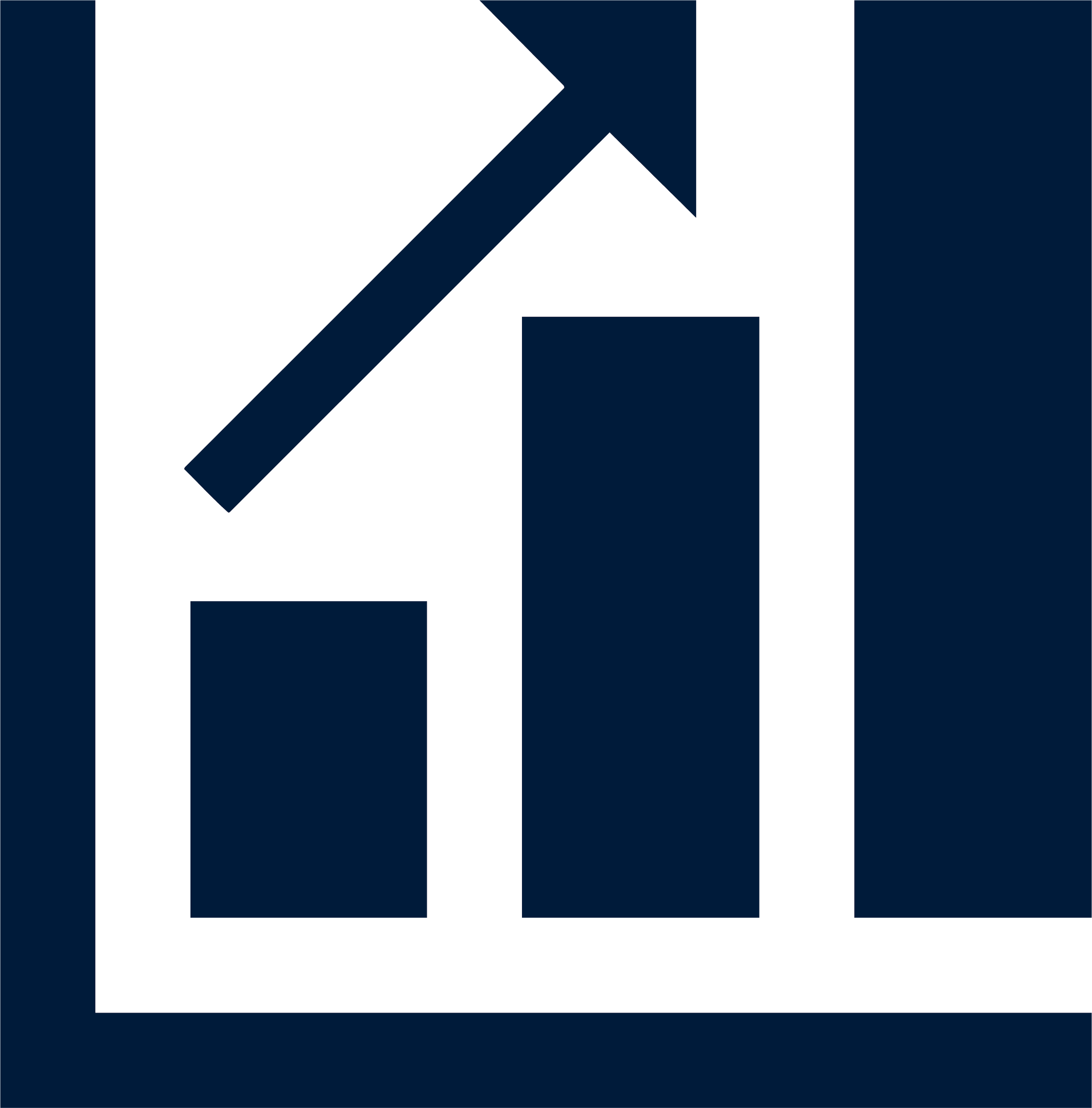 A bar chart showing increasing bars from left to right with an upward trending arrow over the bars.