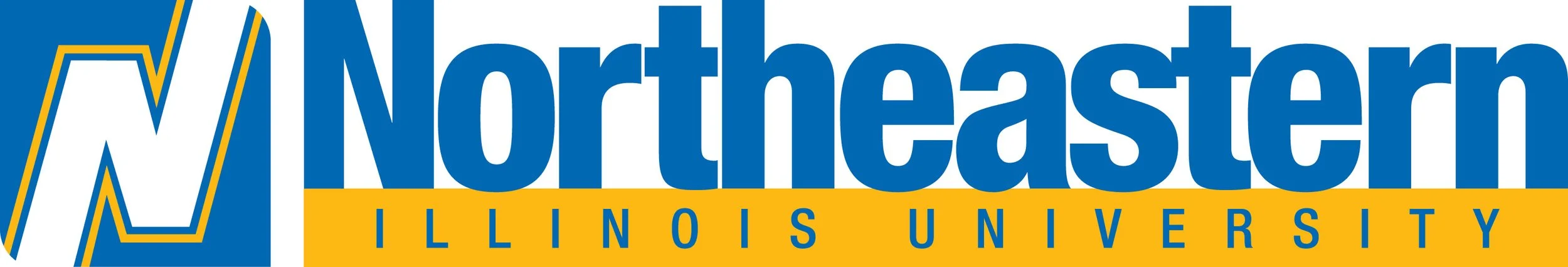 Northeastern Illinois University logo with blue and yellow colors.