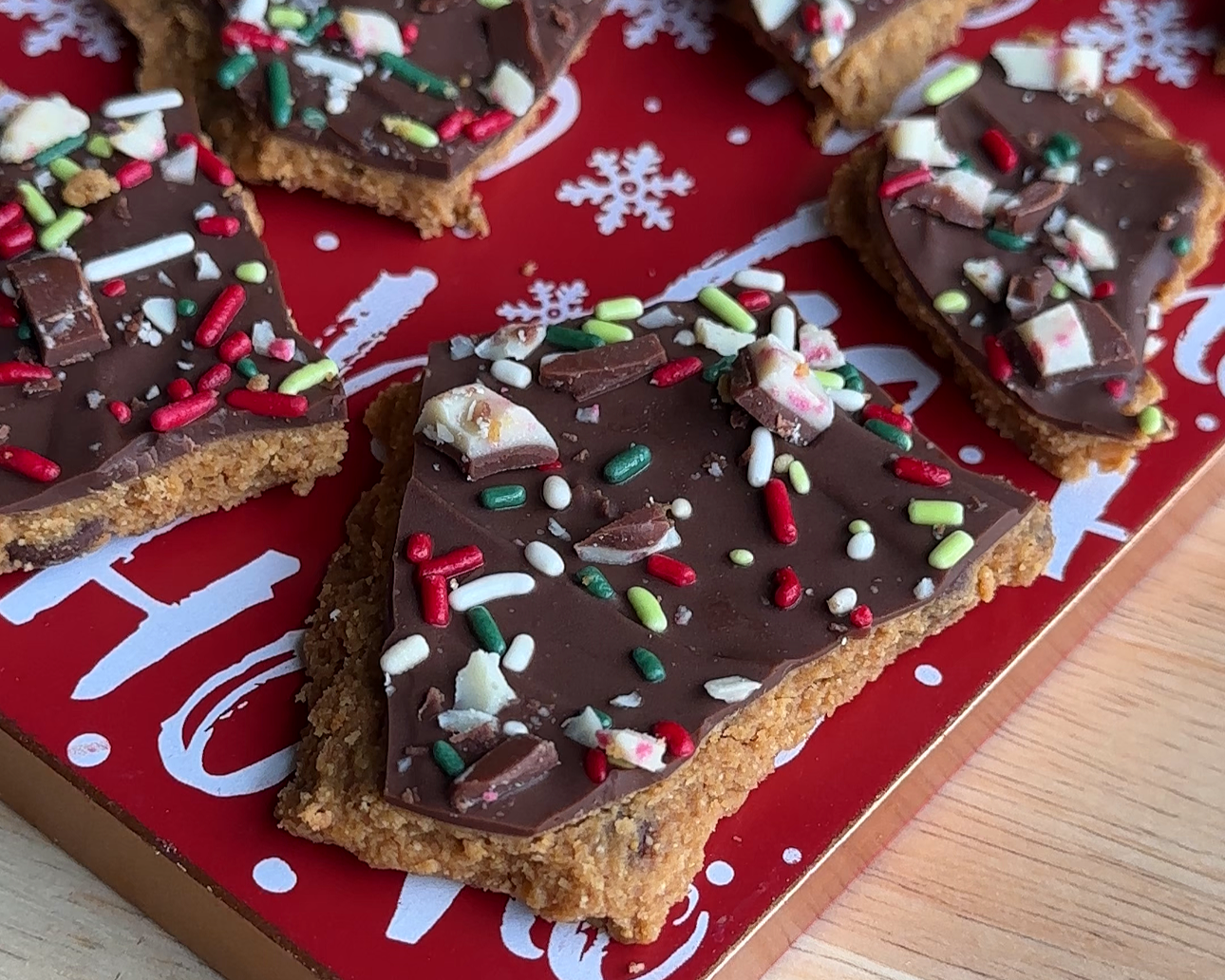 Protein Cookie Dough Christmas Bark
