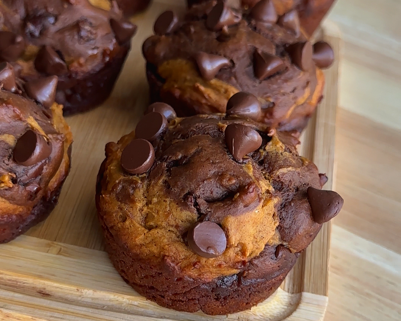 Chocolate Pumpkin Swirl Protein Muffins