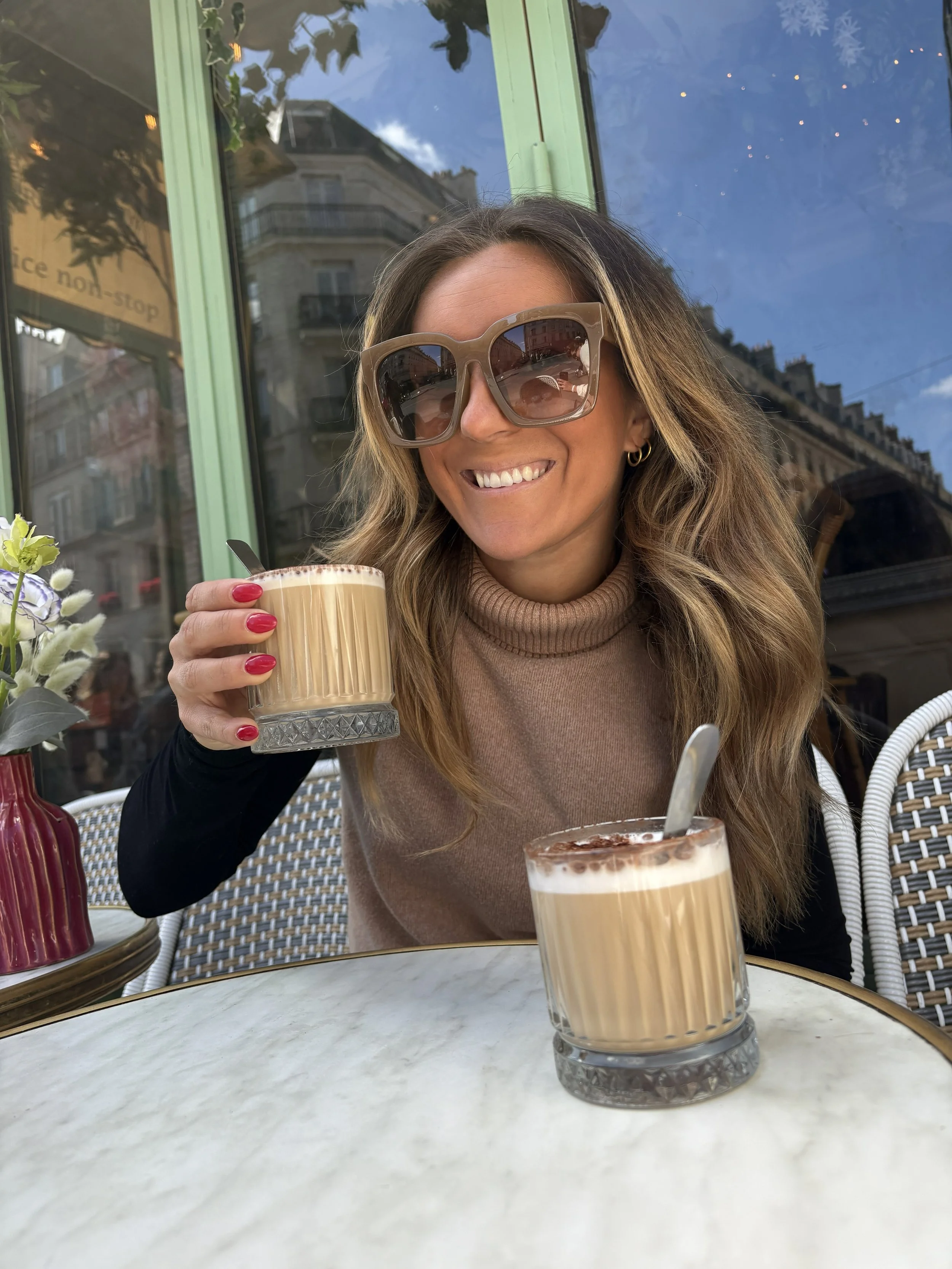 Nicole Sipping Coffee in Paris
