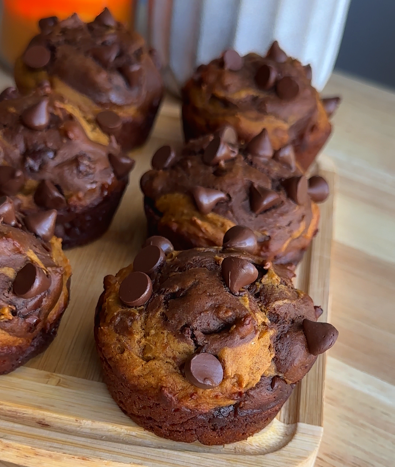 Chocolate Pumpkin Swirl Protein Muffins