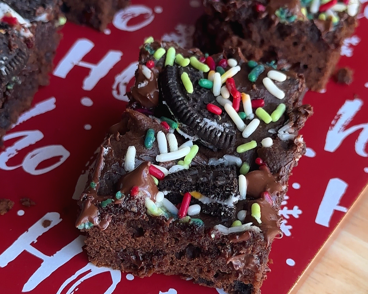 Christmas Oreo Protein Brownie Bars