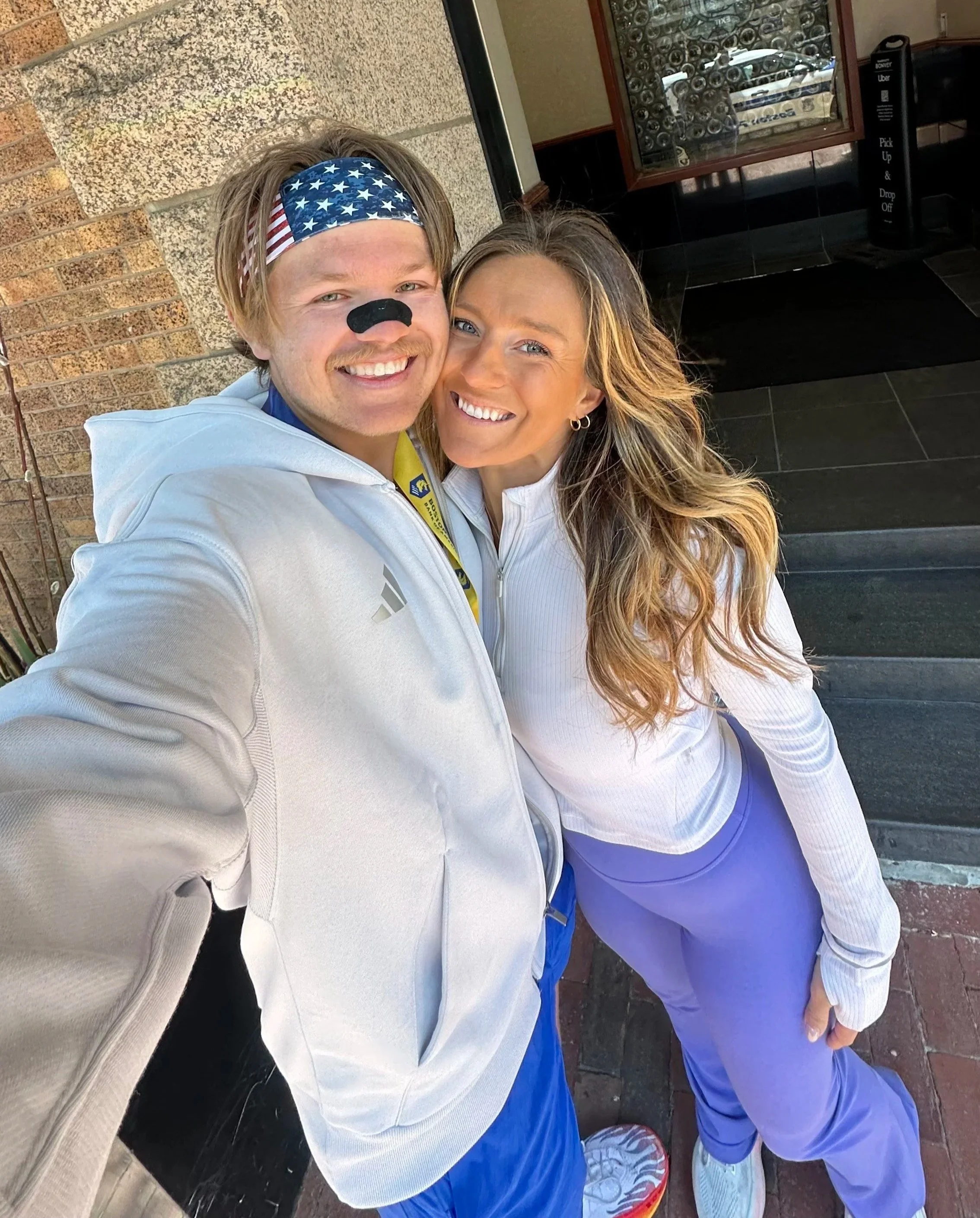 Ryan and Nicole after the Boston Marathon in 2025.