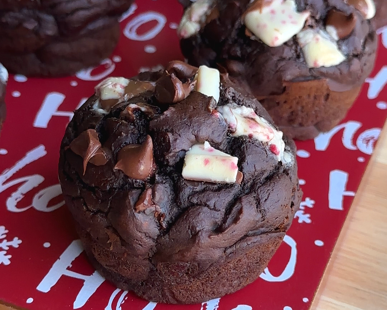 Chocolate Peppermint Protein Muffins