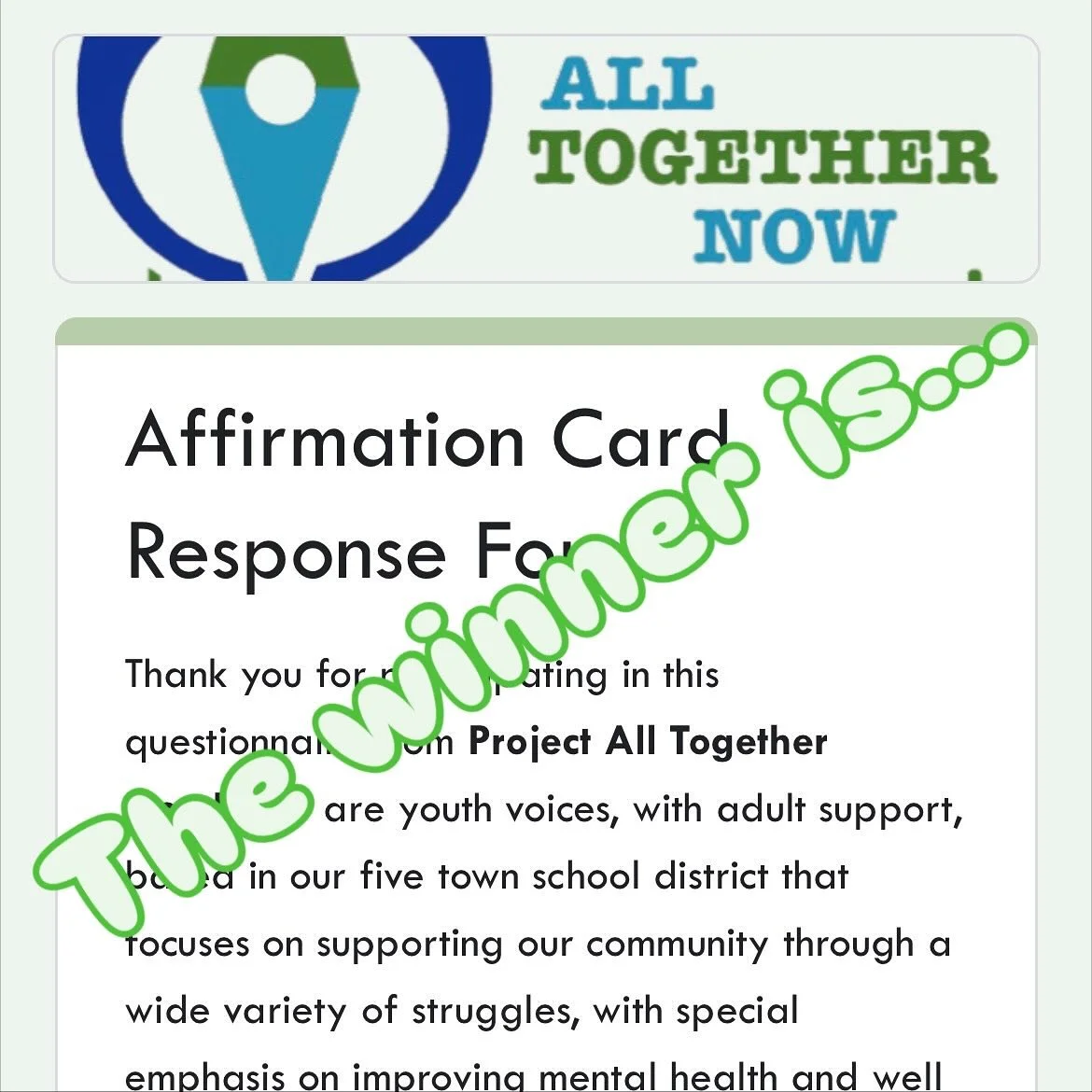 Congratulations to Mikey!!
Thank you to everyone else who filled out the Affirmation Card response form and the prize drawing!!
If you&rsquo;re interested in learning more, please visit our website (linked in our bio)!