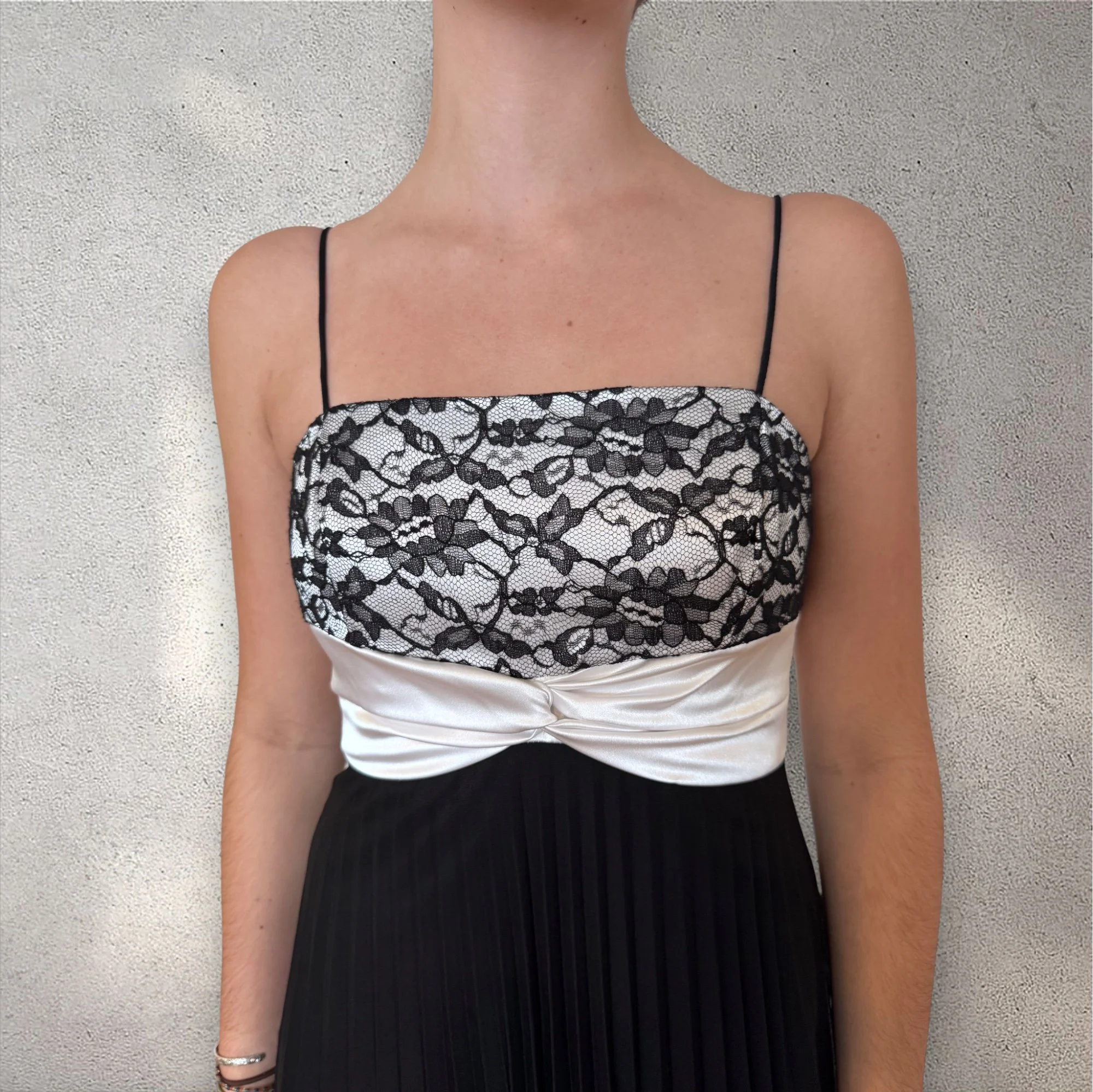 Vintage 90s Black and White Lace Dress