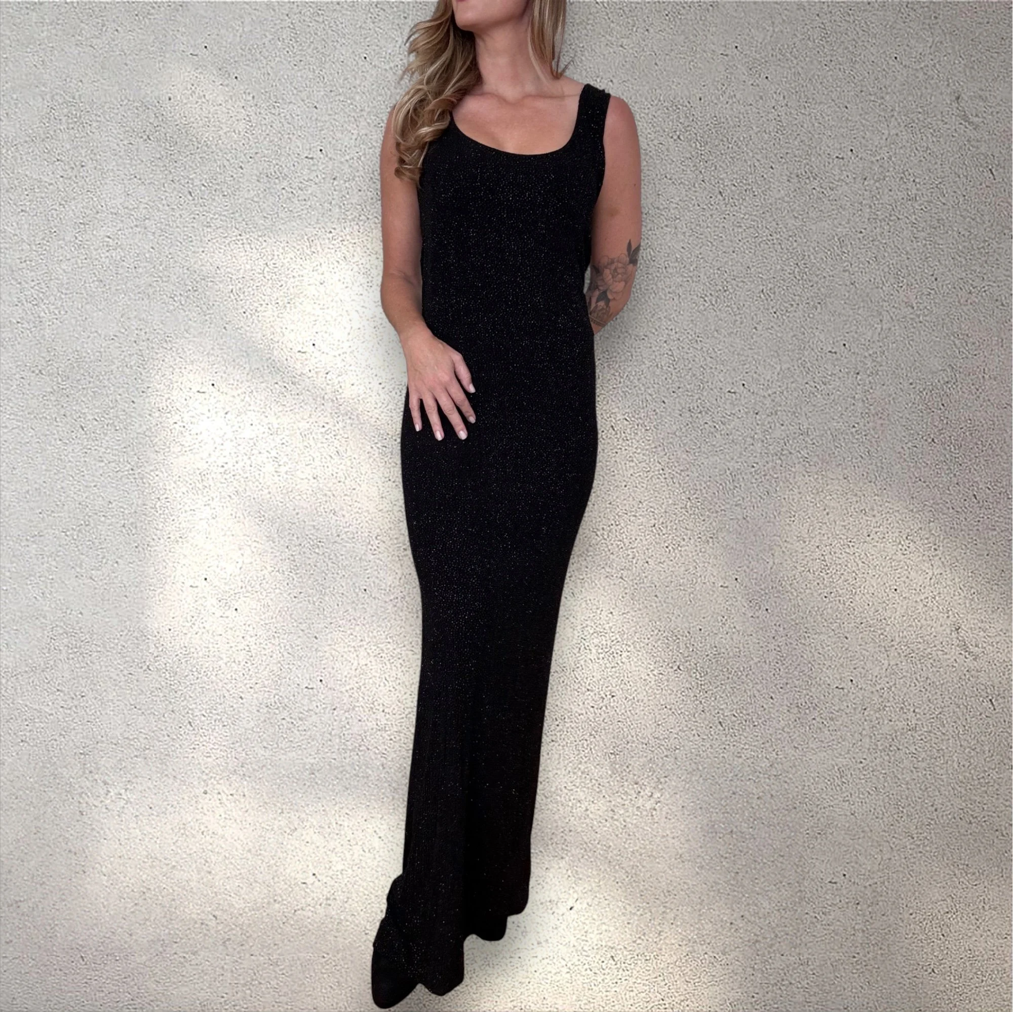 Vintage 90s Black Glittery Maxi Dress