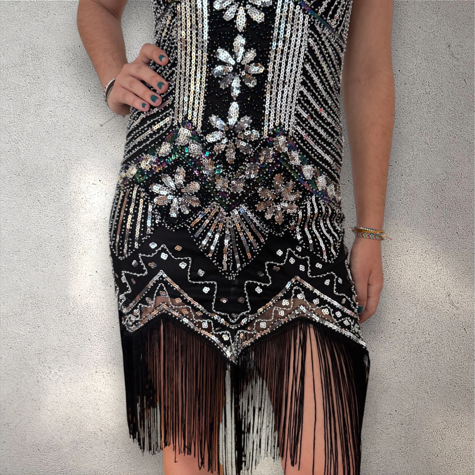Sparkling Art Deco Beaded Flapper Dress