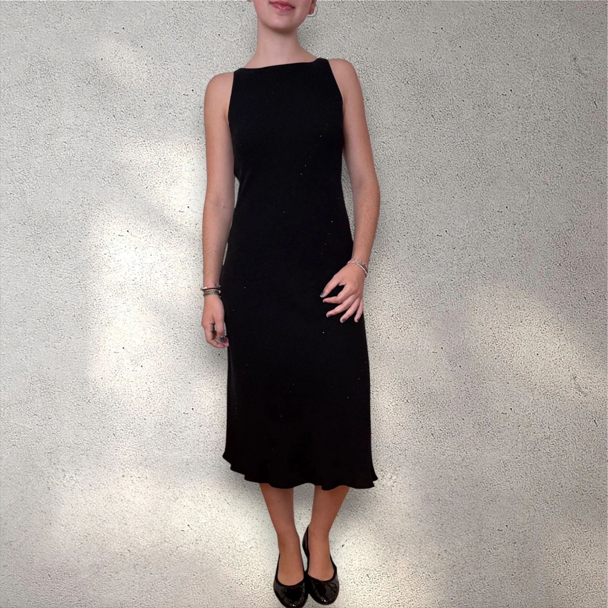 Vintage 90s Black Cocktail Midi Dress
