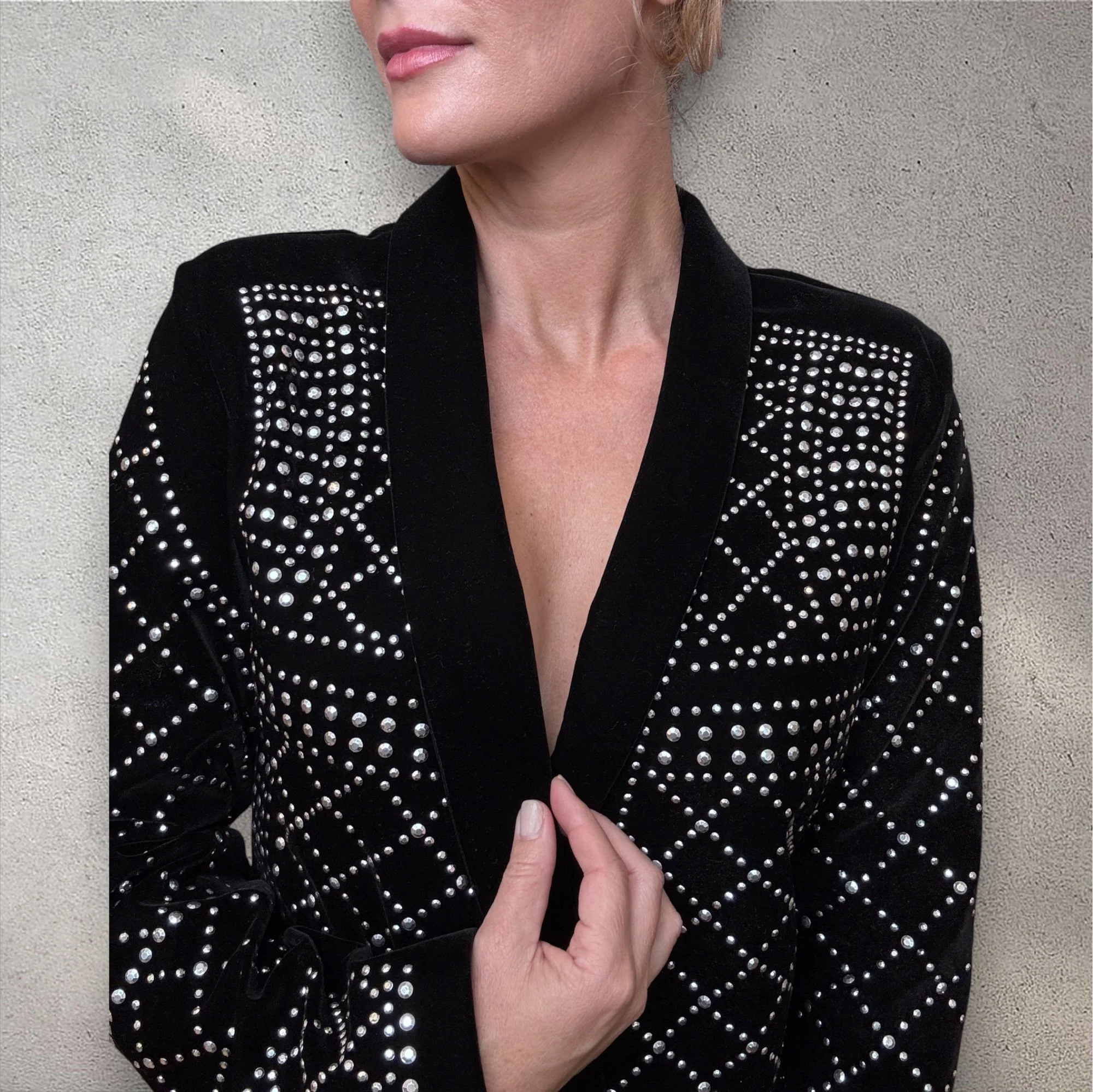 Black Velvet Studded Western Jacket Dress