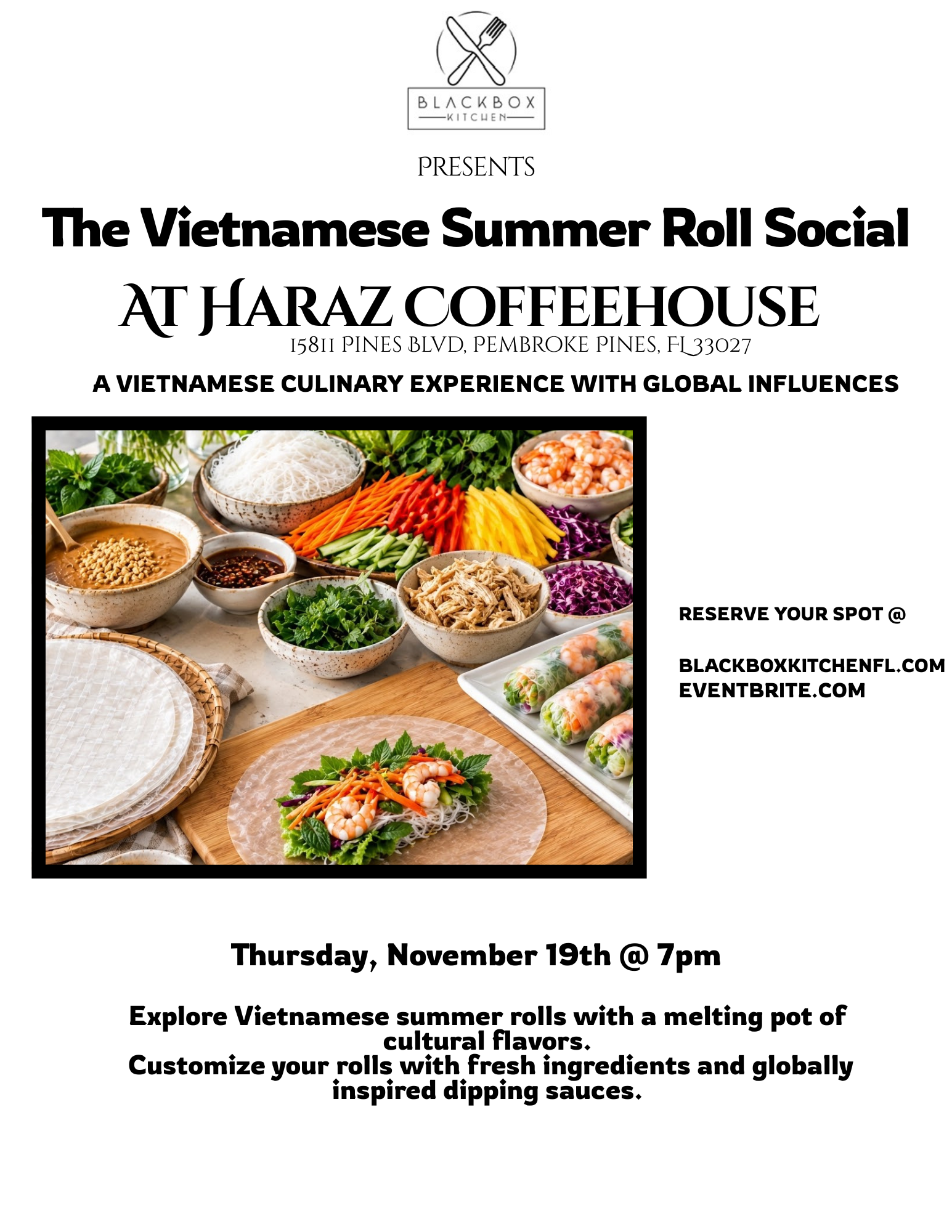 The Vietnamese Summer Roll Social @ Haraz Coffeehouse 11/19 7pm