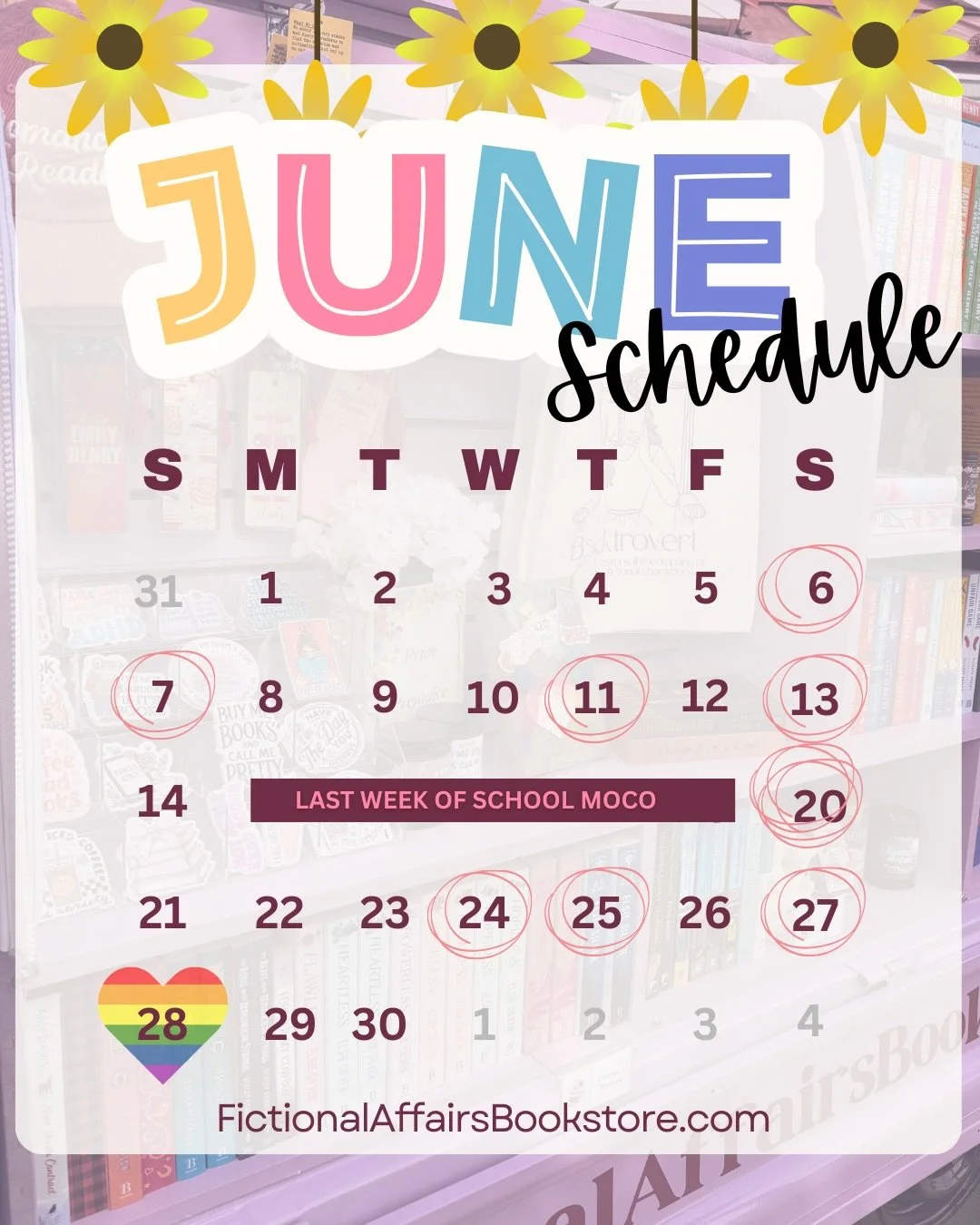 Hello June. 👋 
Our June schedule is live! 
Possibly more pop ups to come. 💜 
For now, plan accordingly. 🤗

#booksbooksbooks #romancestagram #romancebooks #moco #maryland