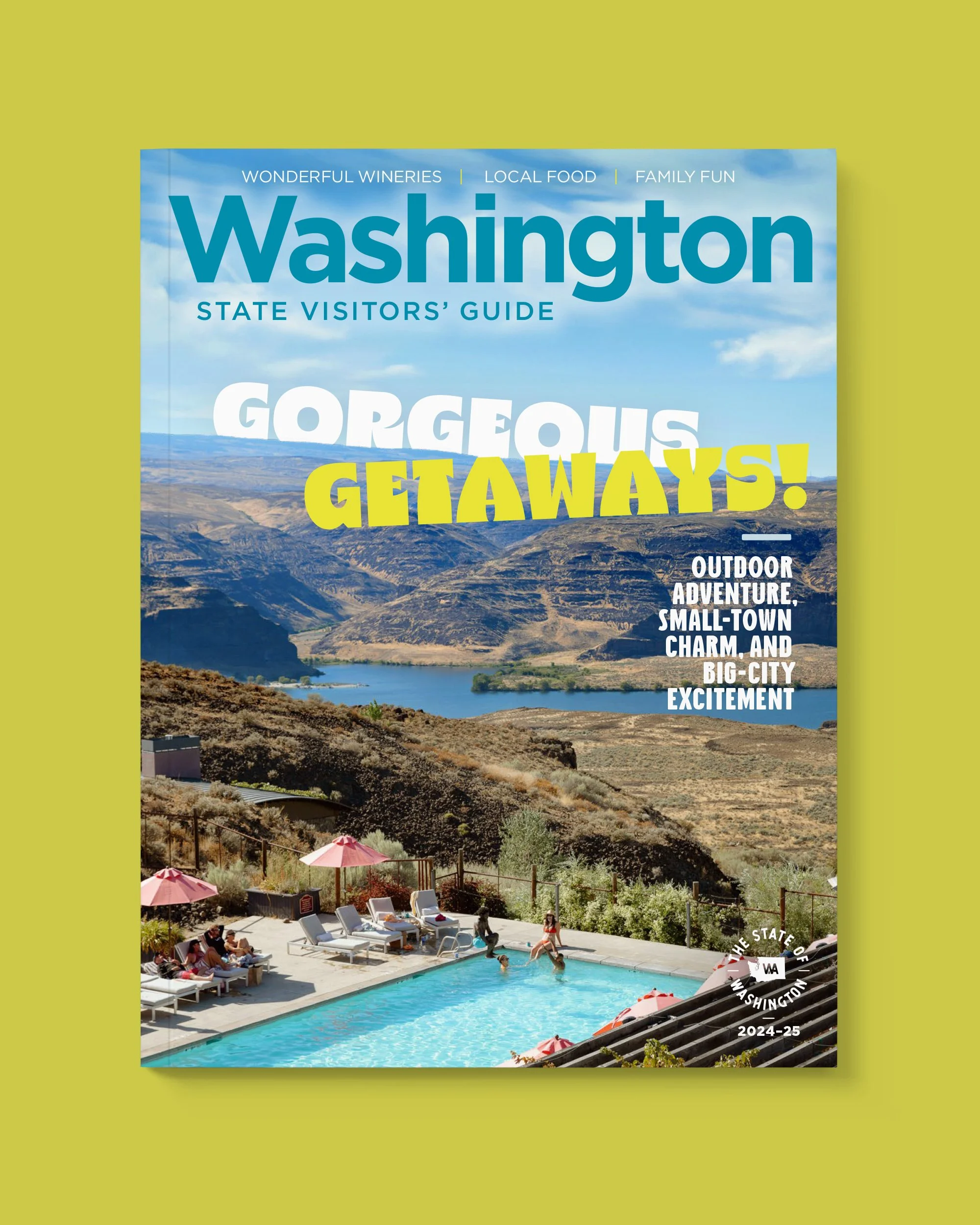 Cover design for Washington State Visitors' Guide 2024.