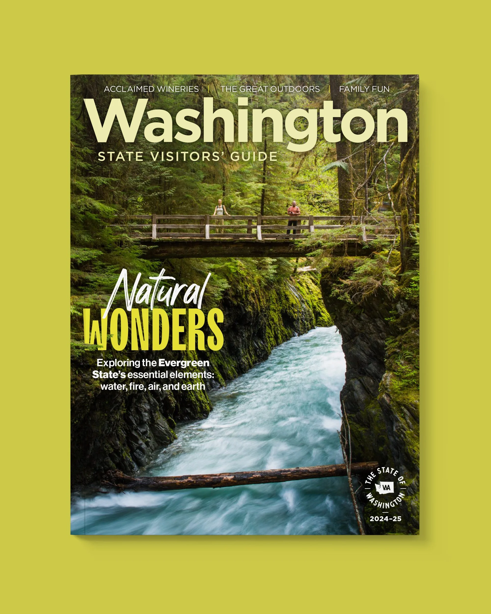Cover design for Washington State Visitors' Guide 2024.
