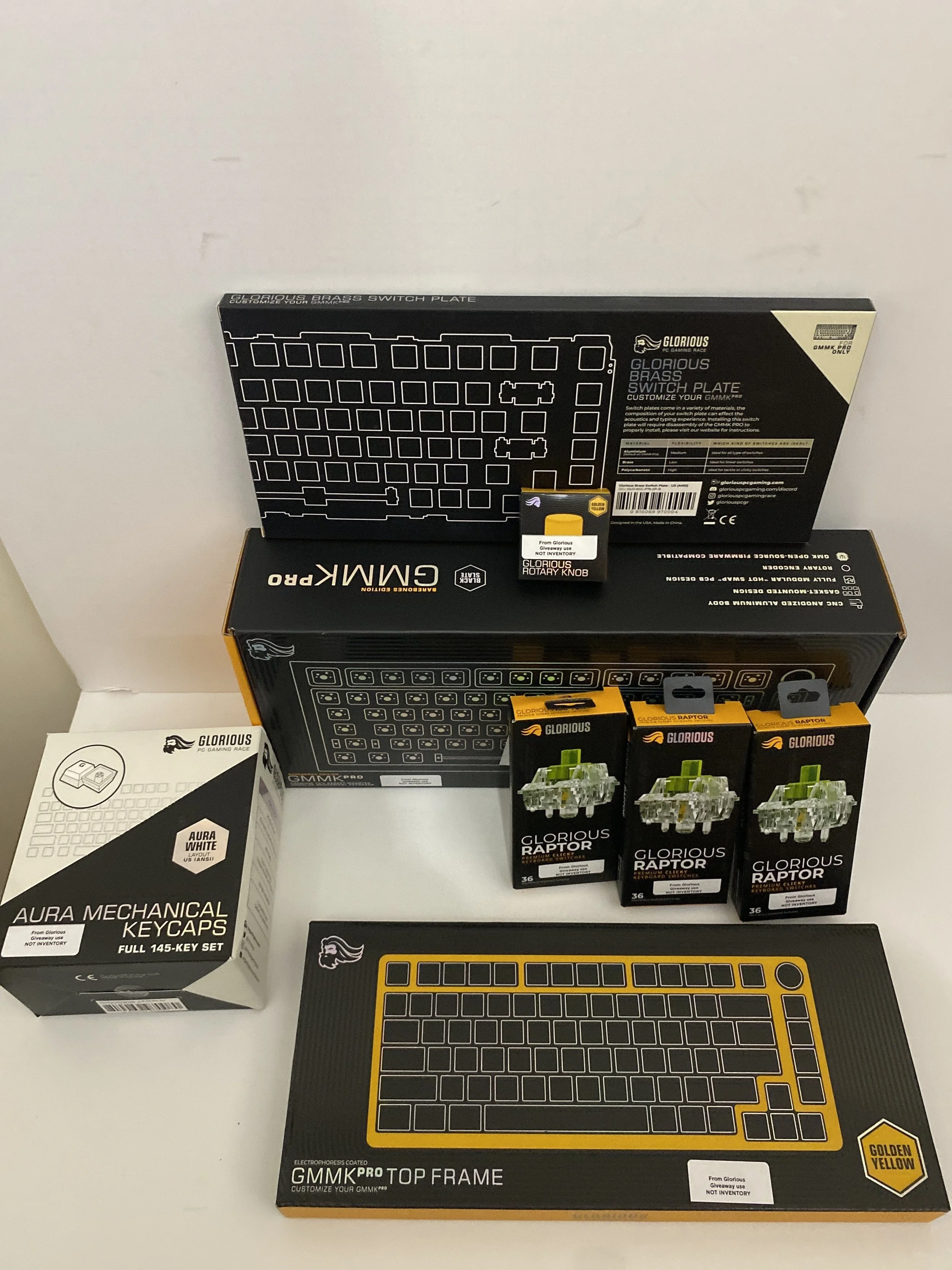 Computer keyboard, mechanical keycaps, switch plates, and key switch boxes from Glorious Gaming