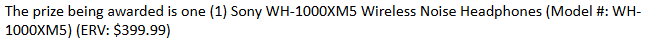 Text describing the Sony WH-1000XM5 wireless noise headphones and their price.