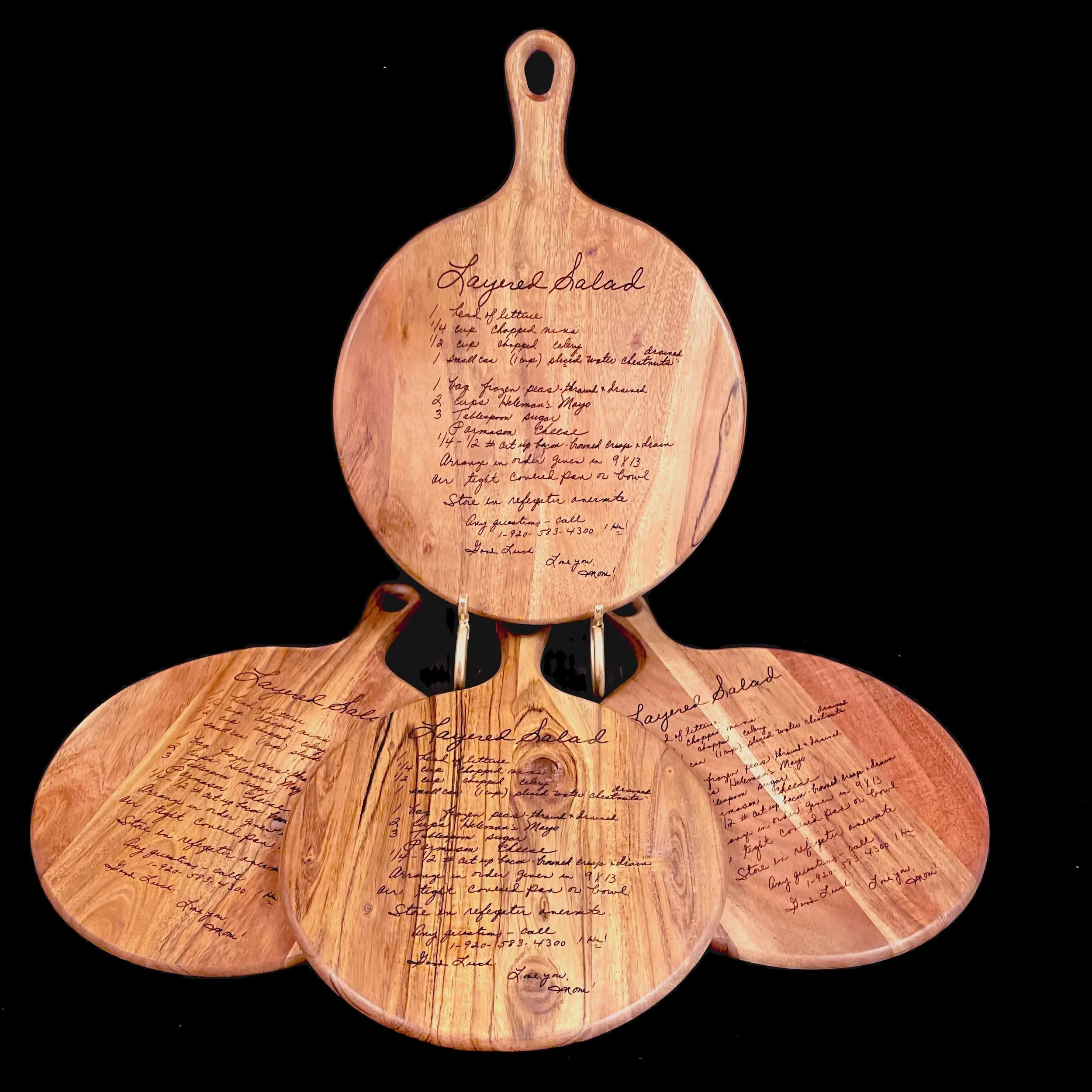 Family heirloom recipe cutting board engraved