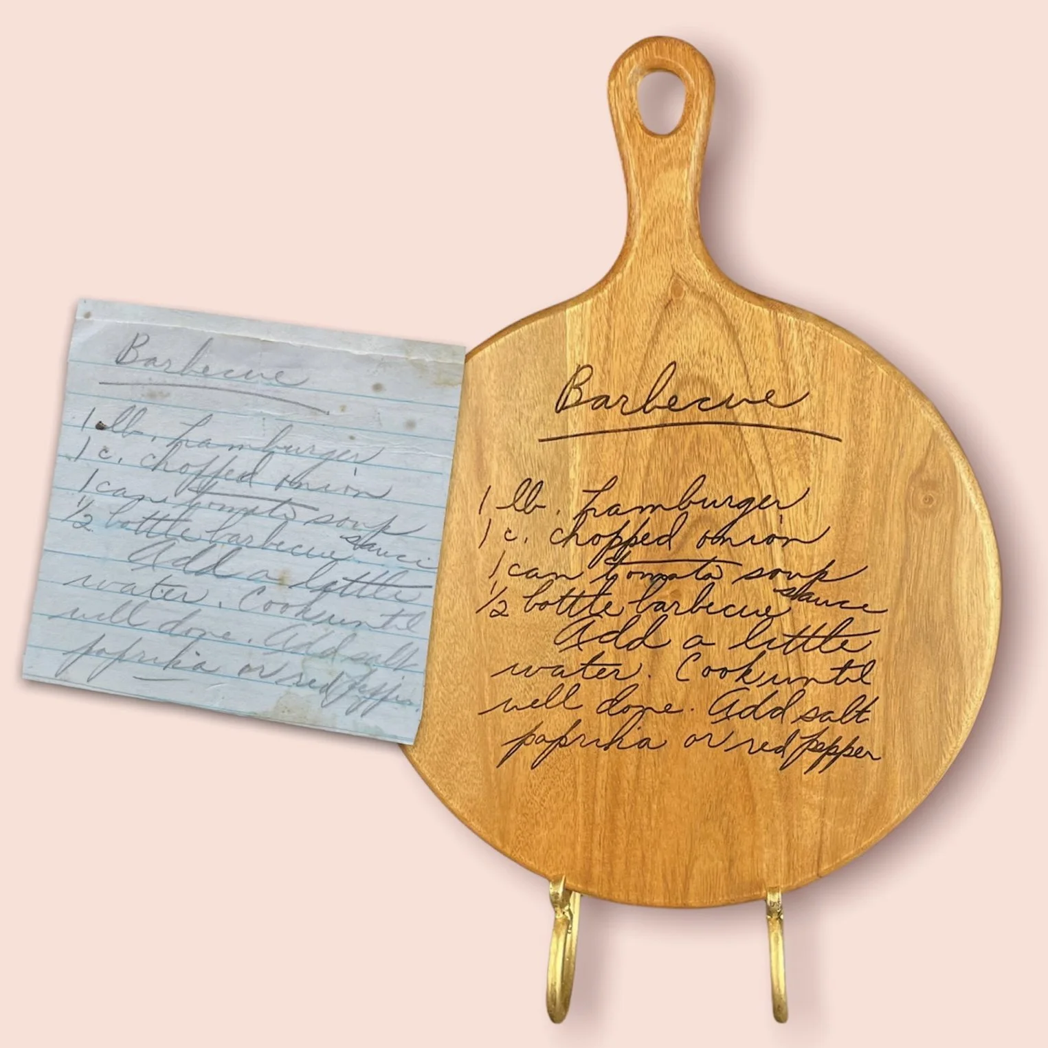 Personalized kitchen gift featuring Grandma’s handwritten recipe