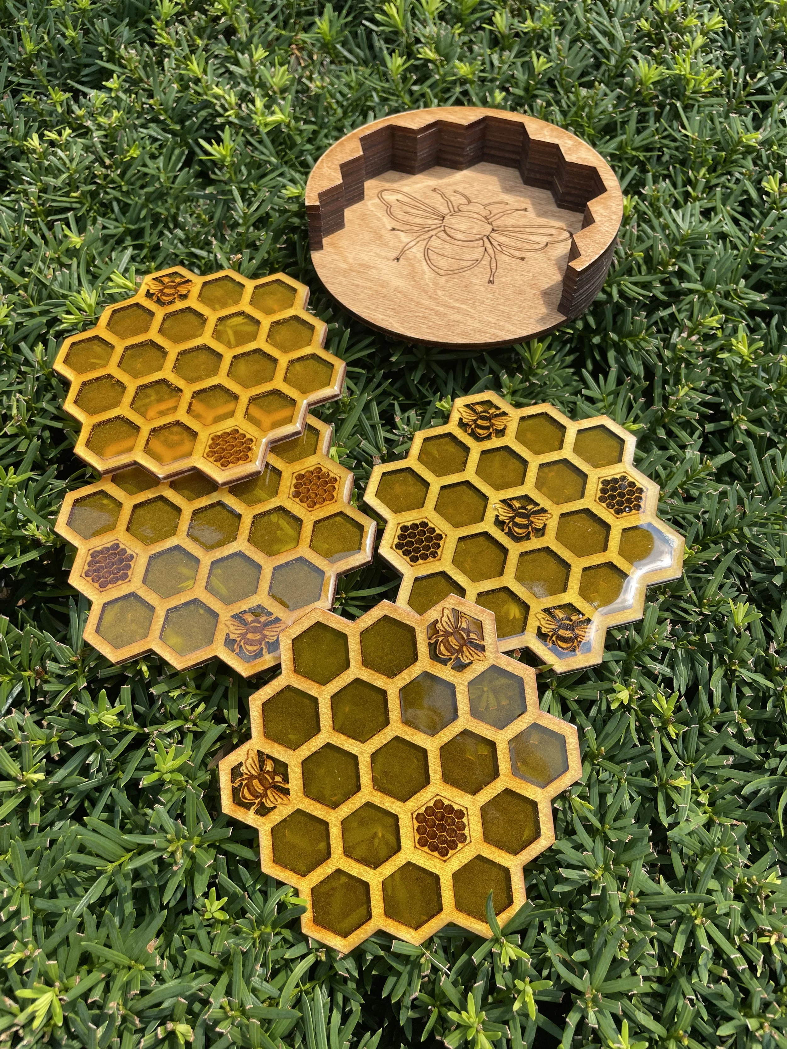 resin honeycomb coasters