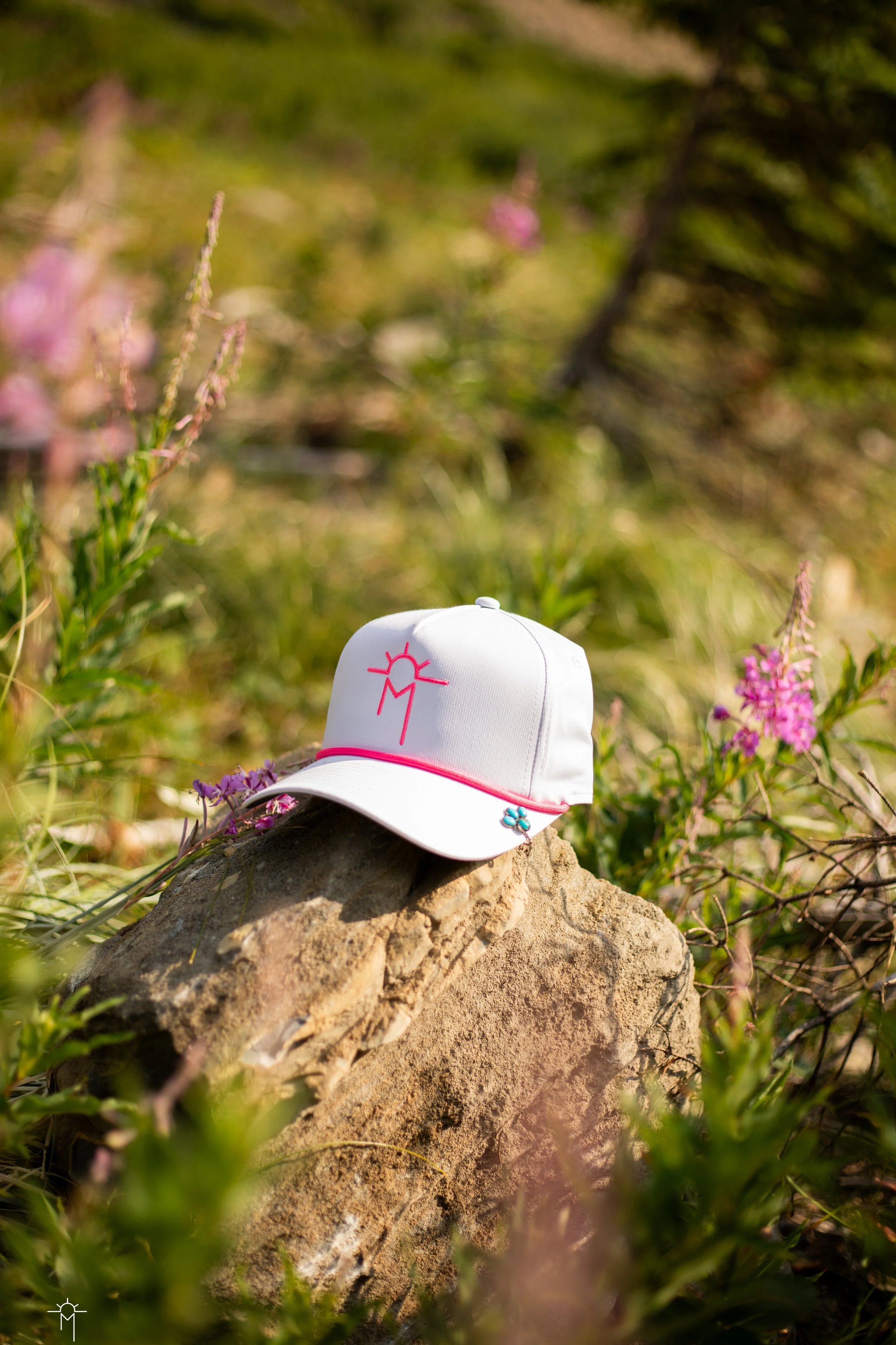 White and Pink Brand Hat
