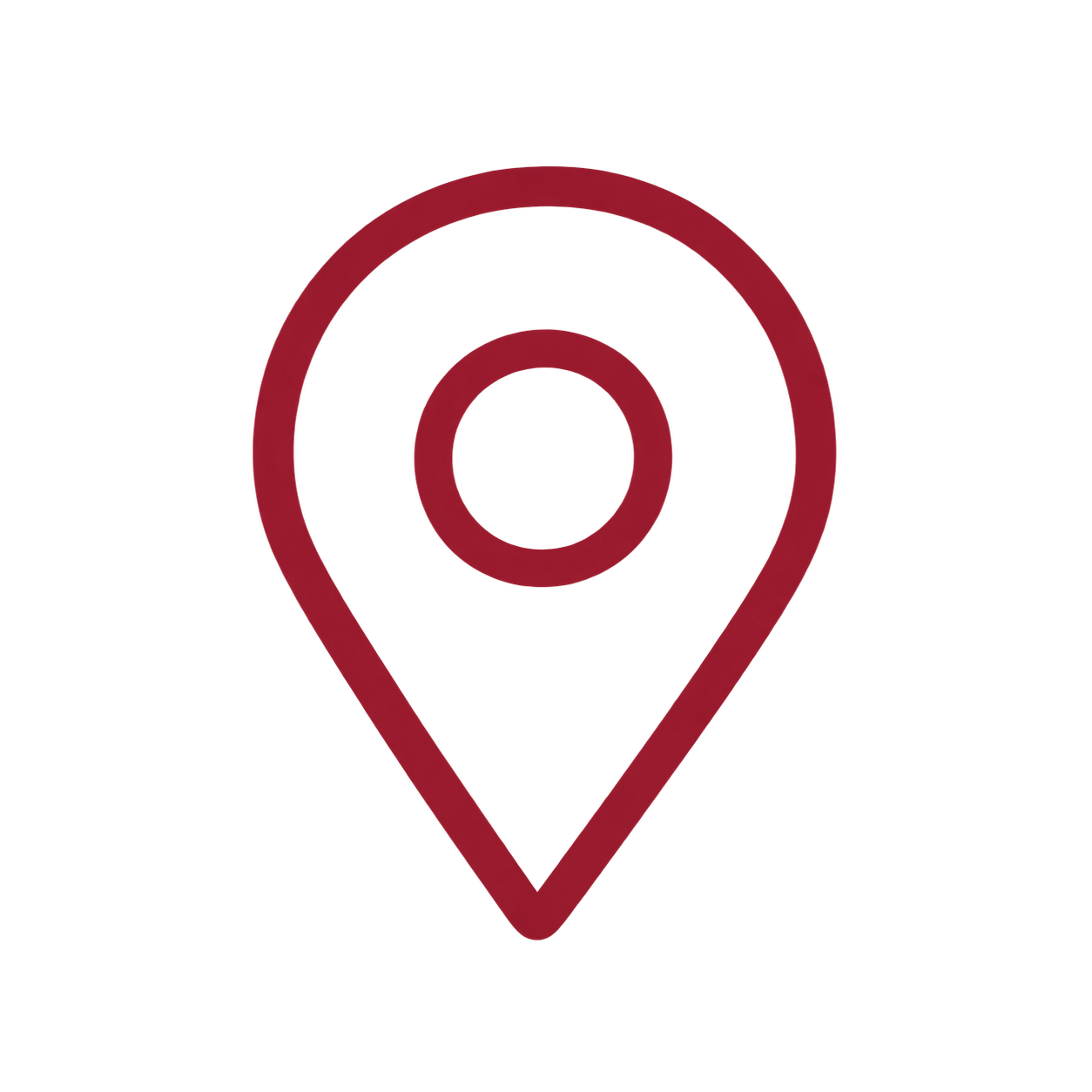 Red map pin icon on a transparent background.