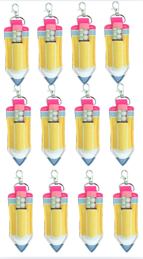 Bundle box of 12 The Pencil - Strawberry Lip Gloss with Keychain Hangers