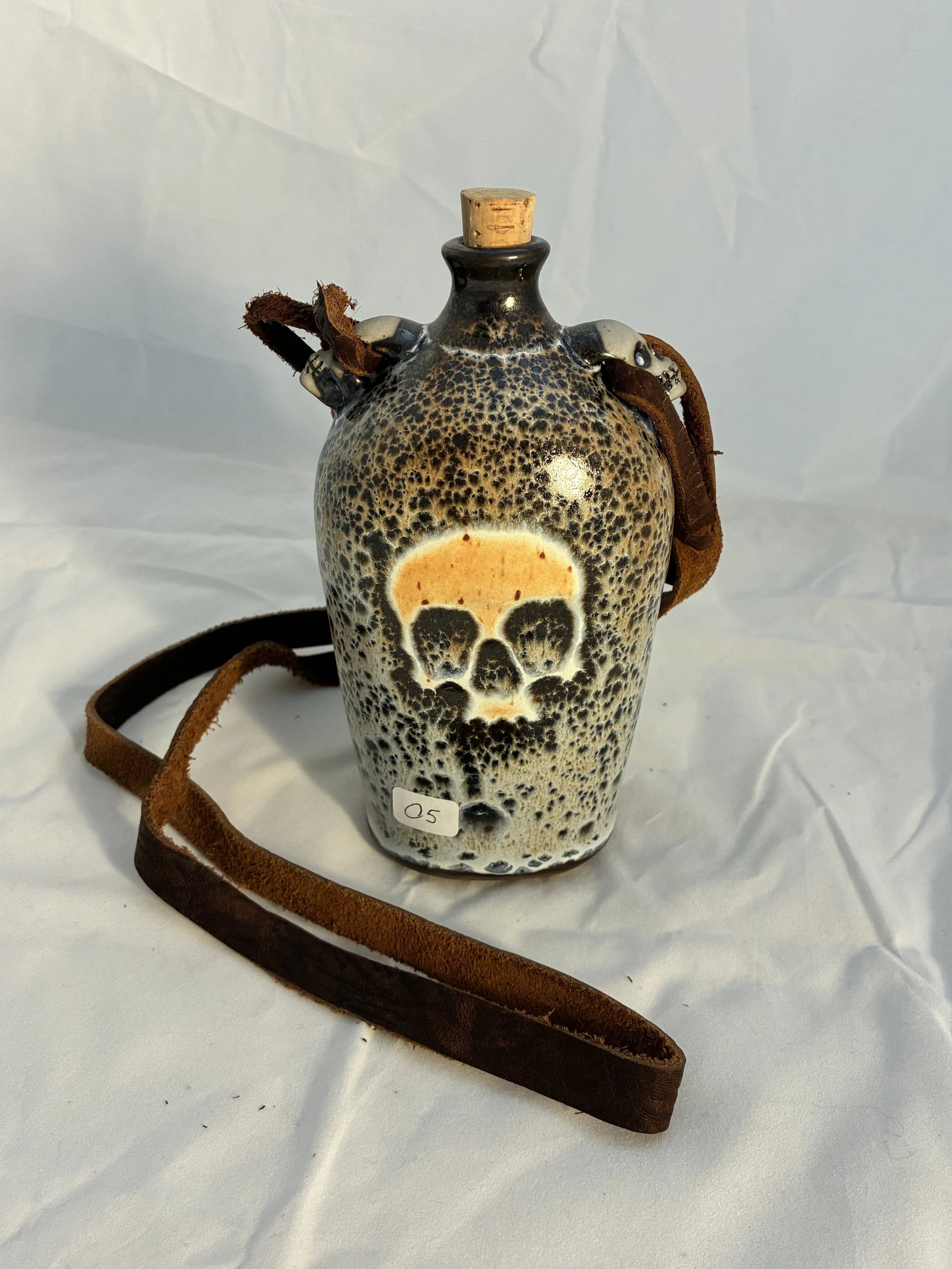 No. 5 - Speckled Skull Canteen with Leather Strap