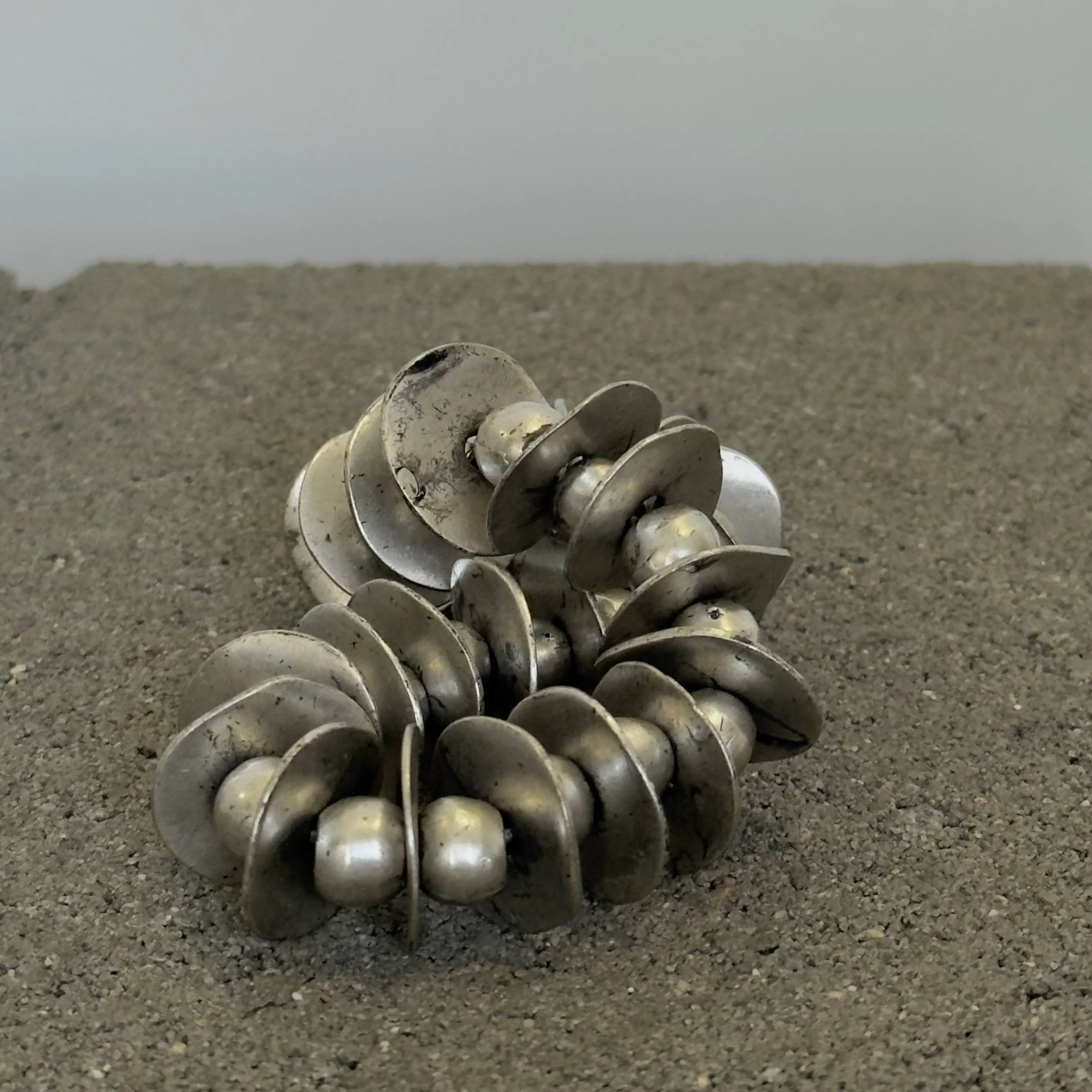 oversized metal bracelet, oxidized finish