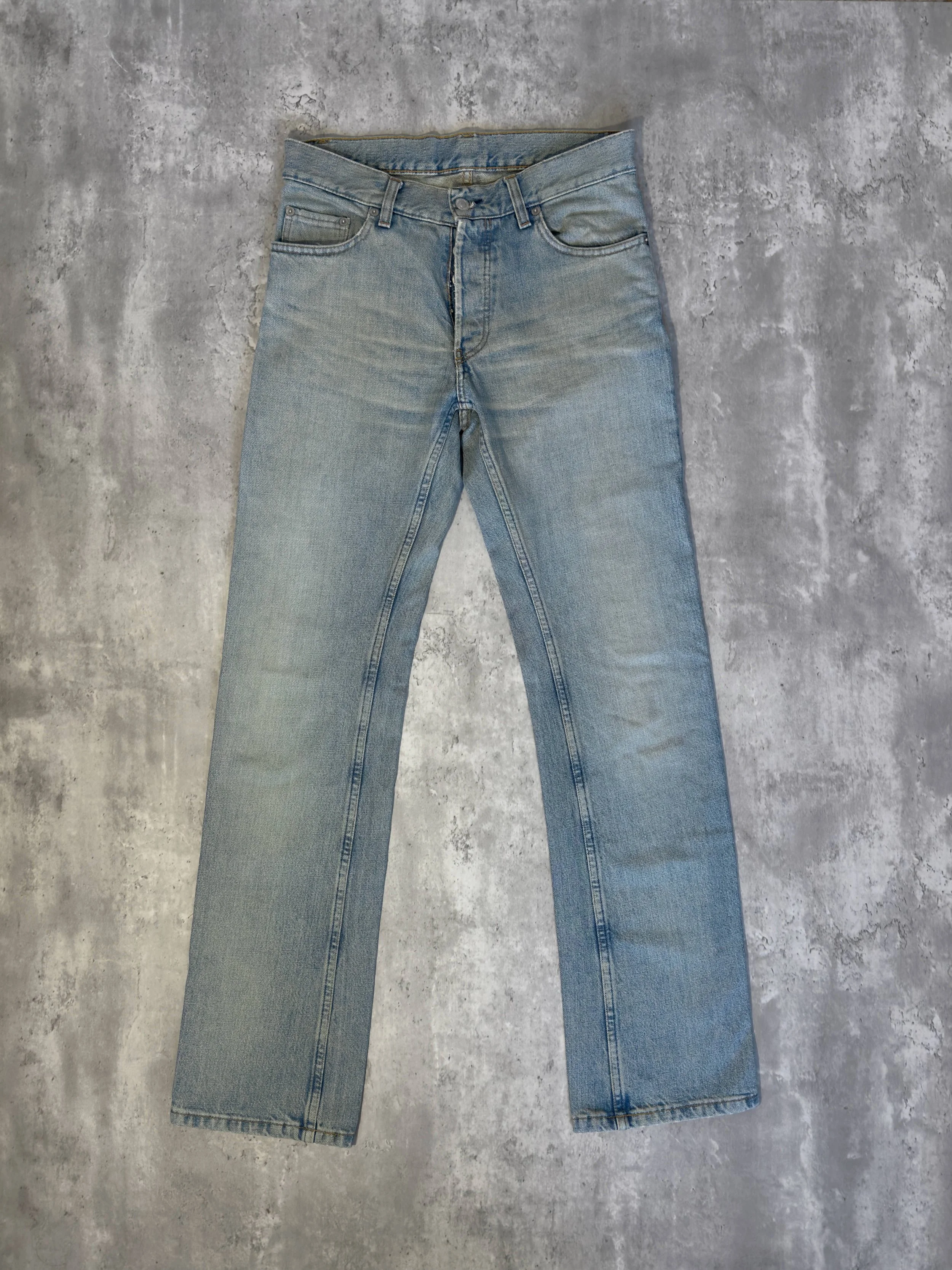 Helmut Lang Vintage Sanded Denim Boot Cut Jeans, Washed Blue