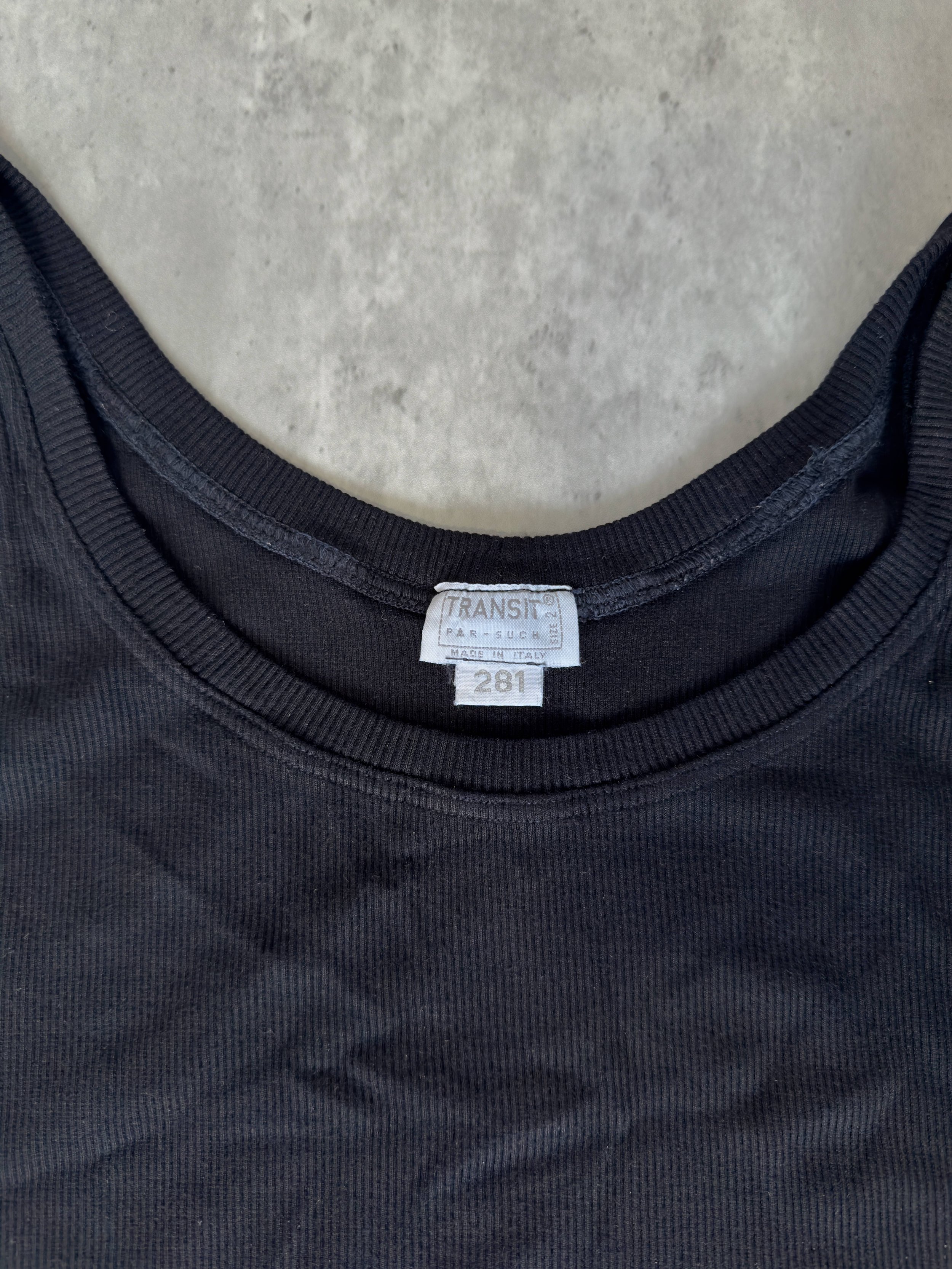 black cropped viscose top by transit made in italy