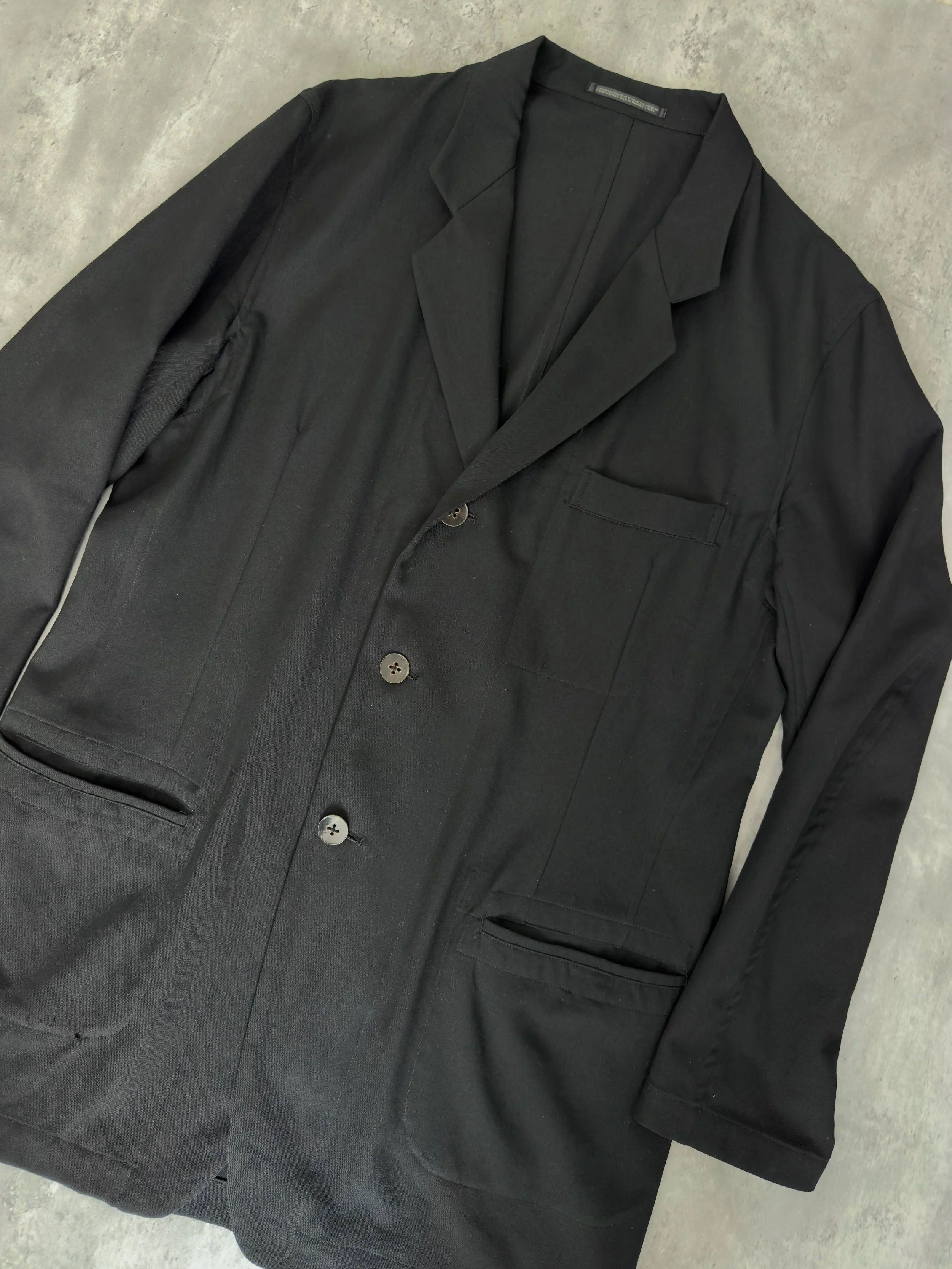 yohji yamamoto pour homme black wool long blazer coat made in japan