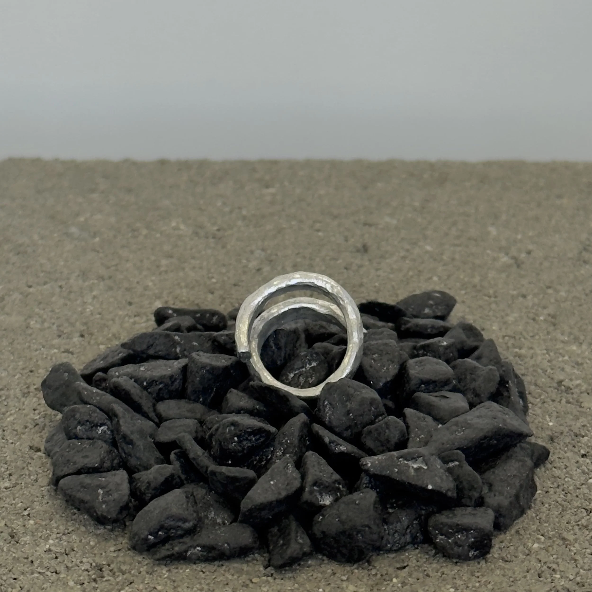 curated hammered metal ring, matte finish