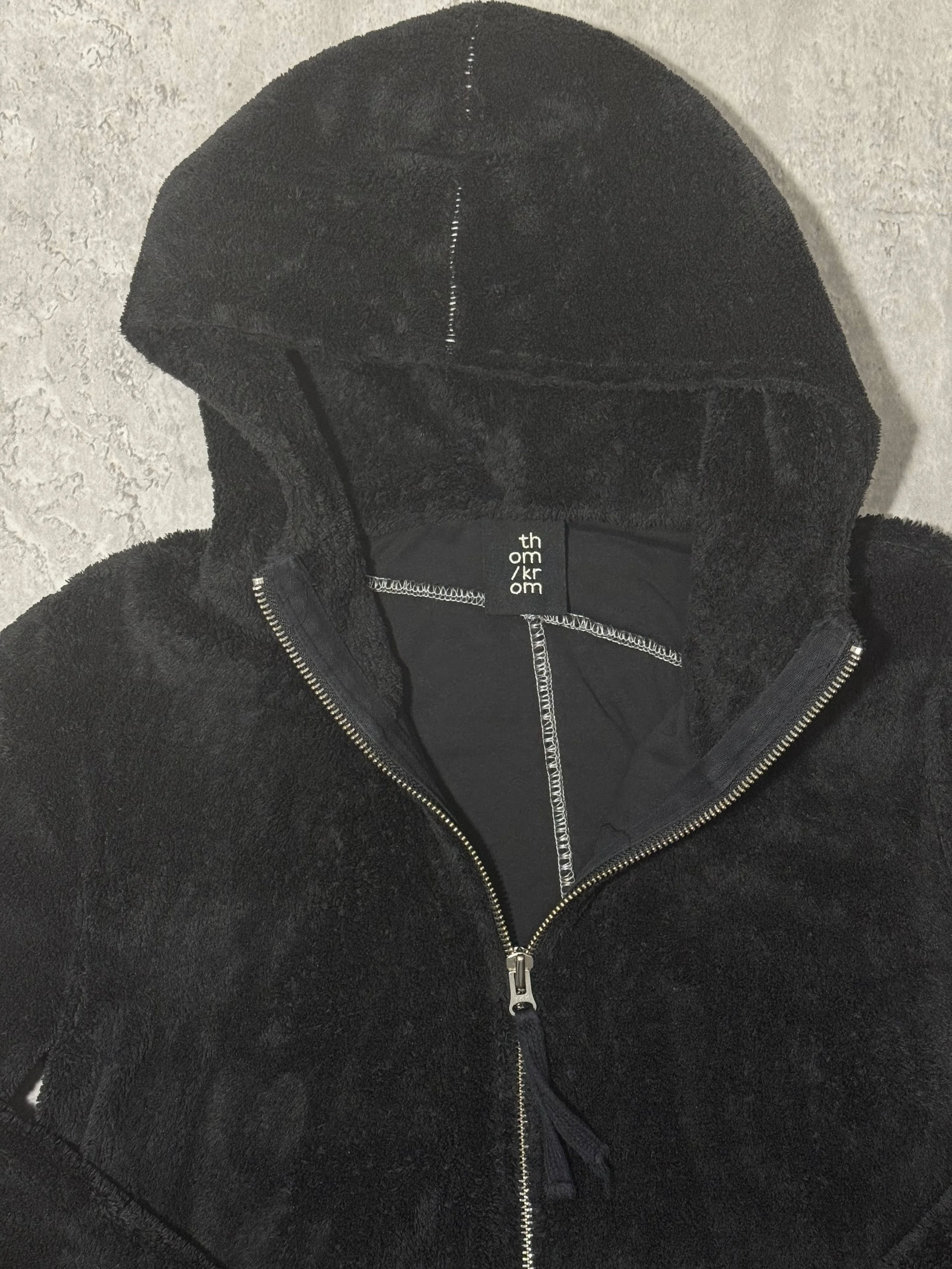 curated teddy fleece zip hoodie by thom krom, black