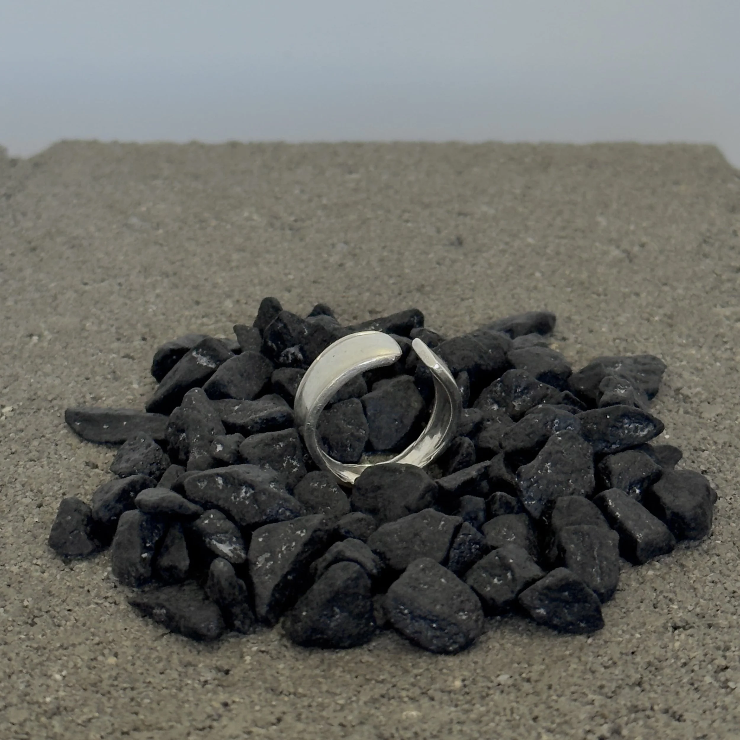 Sterling Silver Fork-End Ring, Polished Finish