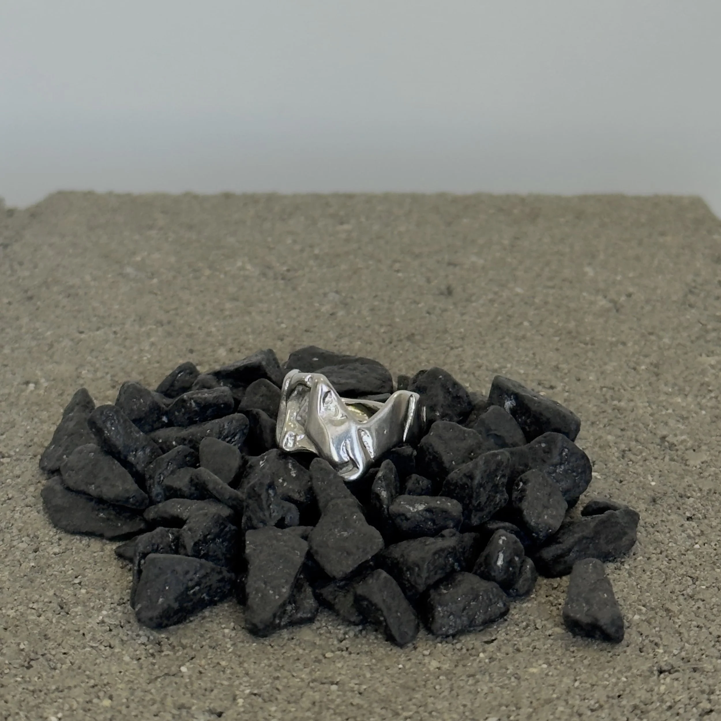 curated sterling silver molten ring, adjustable